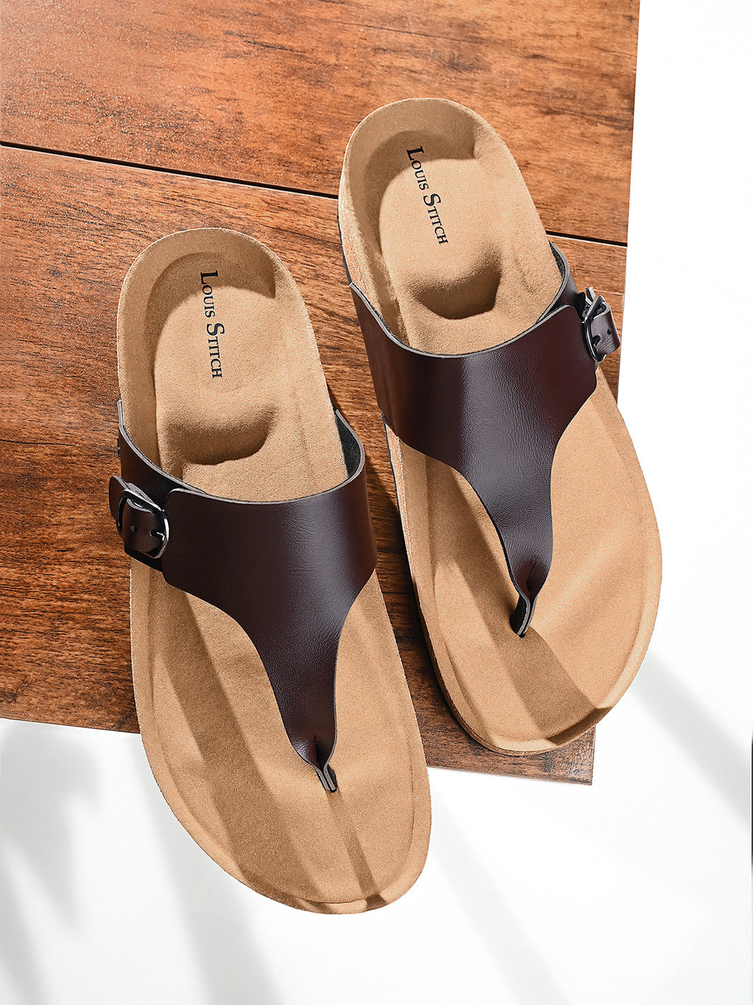 LOUIS STITCH Men Open Toe Lightweight Thong Style Cork Sandal