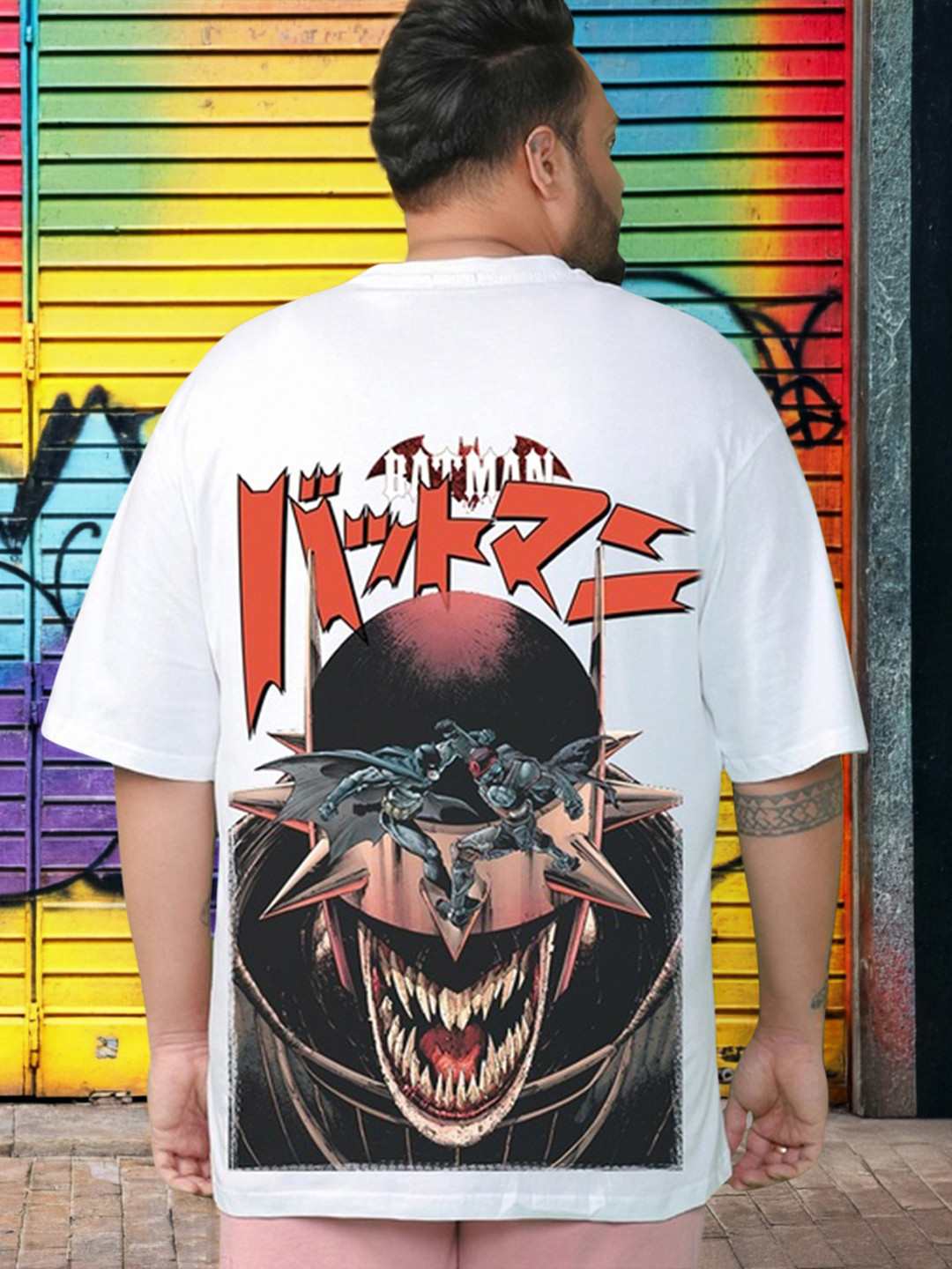 Bewakoof Plus Printed Who Laughs Graphic Printed Cotton Oversized T-shirt