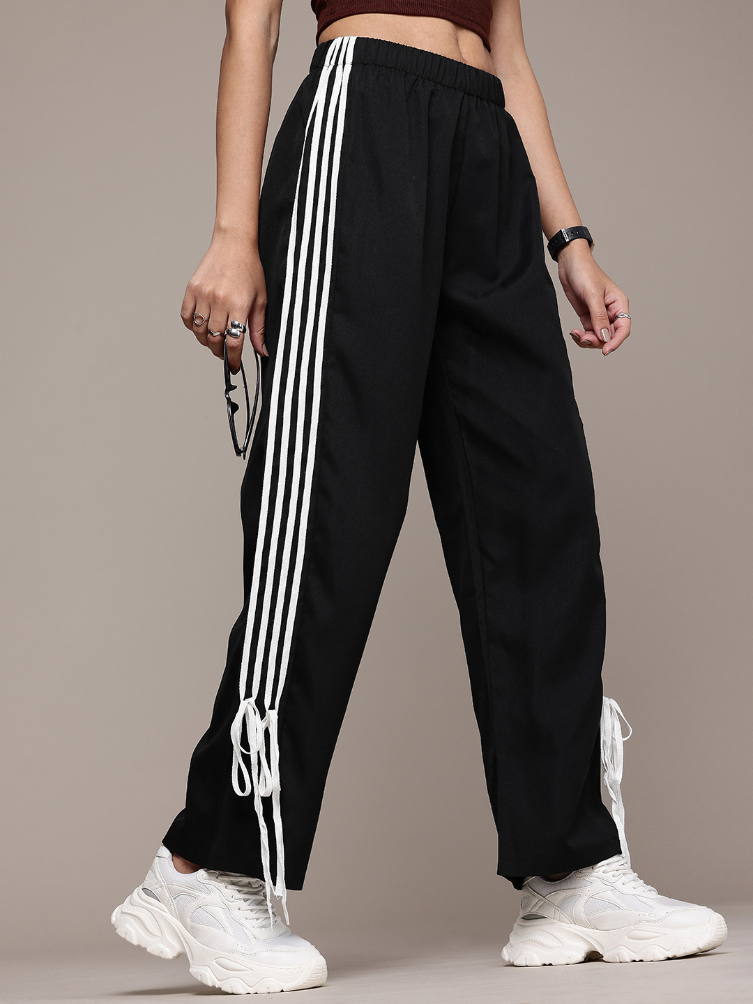 The Roadster Life Co.  Women Side Striped Tie-Up Detail Trousers