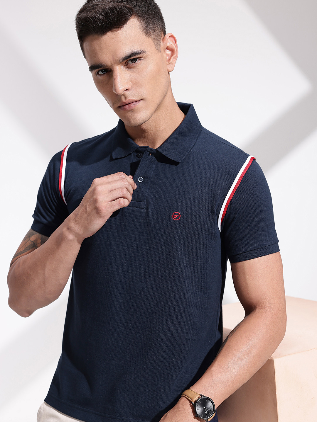 INVICTUS Pure Cotton Polo Collar T-shirt