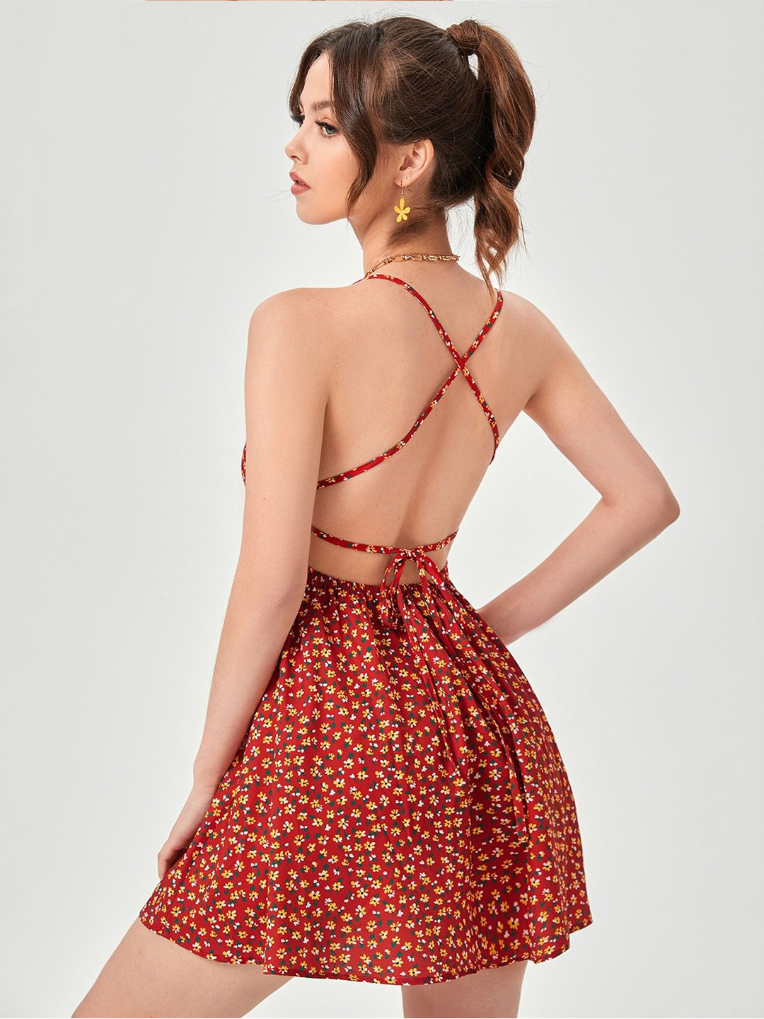 AAHWAN Women Floral Printed Fit & Flare Mini Dress