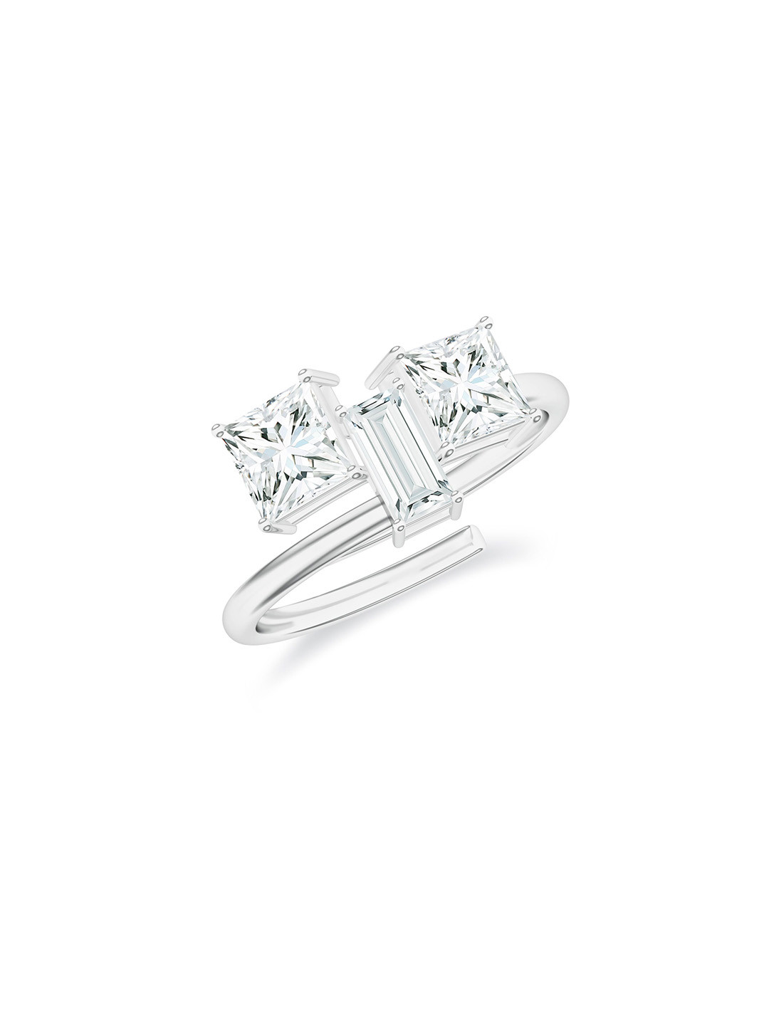 Kicky And Perky 925 Sterling Silver Rhodium-Plated Stones-Studded Finger Ring