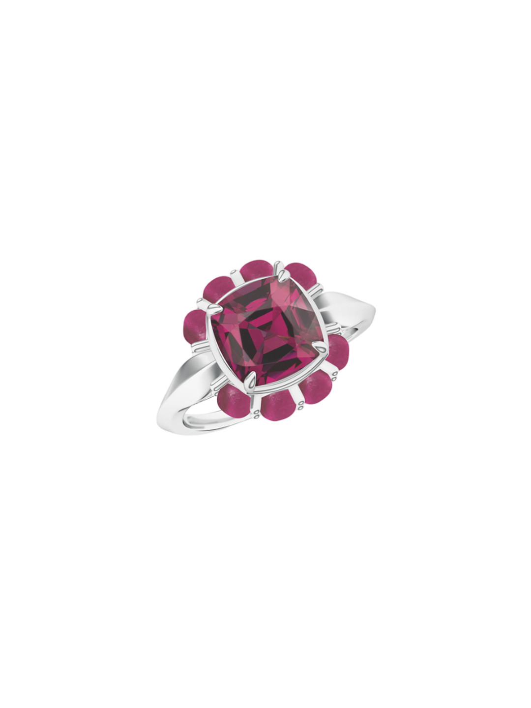 Kicky And Perky 925 Sterling Silver Rhodium-Plated Stones-Studded Finger Ring