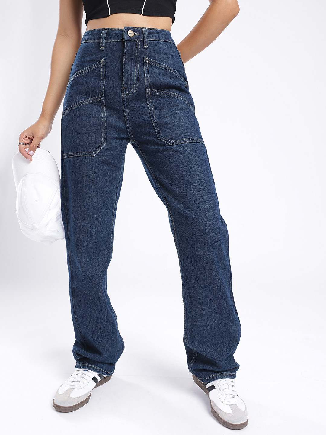 glitchez Women Panelled Straight High-Rise Jeans