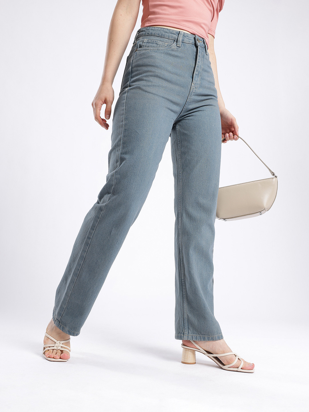 Glitchez Women Medium Blue Relaxed Straight Jeans