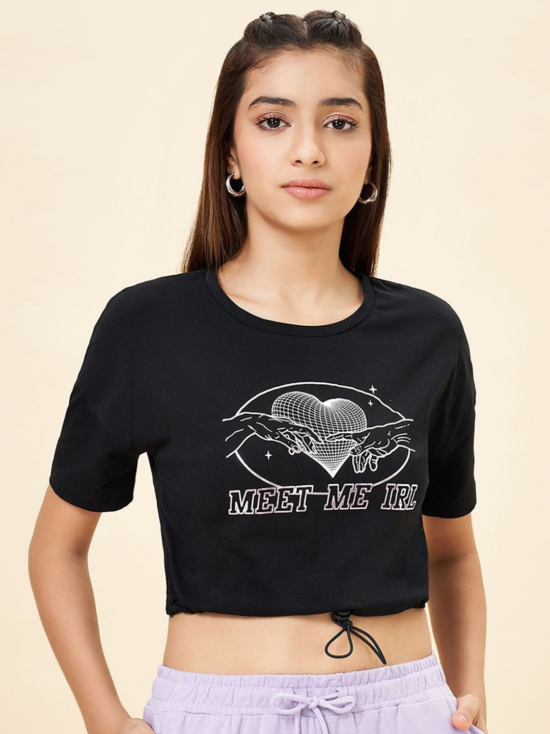 Coolsters by Pantaloons Girls Biker Printed Mandarin Collar Pockets T-shirt