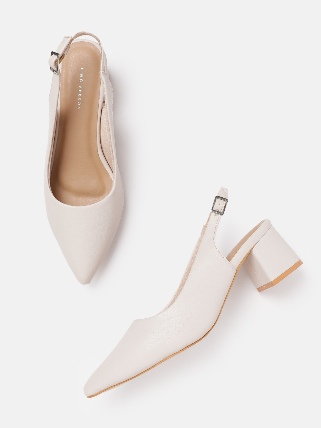 Lino Perros Pointed Toe Block Heel Mules