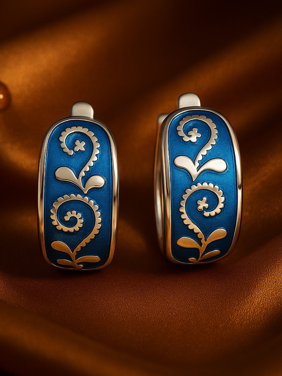 Nipura 925 Sterling Silver Rhodium-Plated Butterfly Blue Enamelled Studs Earrings