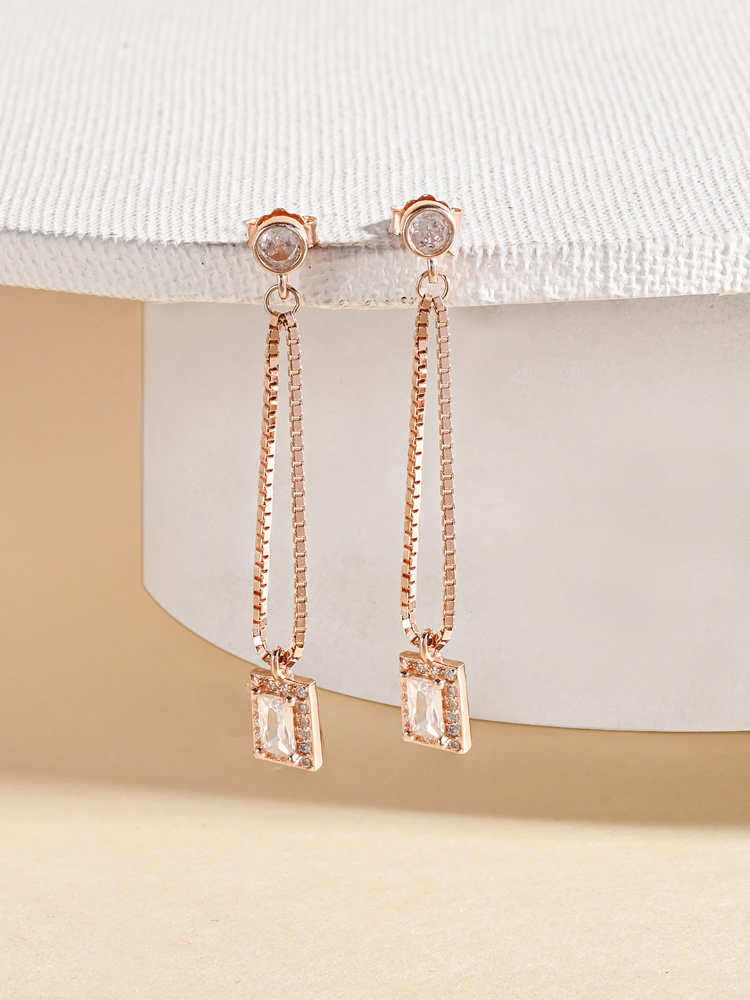 TOUCH925 925 Silver Luxe Stone Cubic Zirconia Drop Earrings