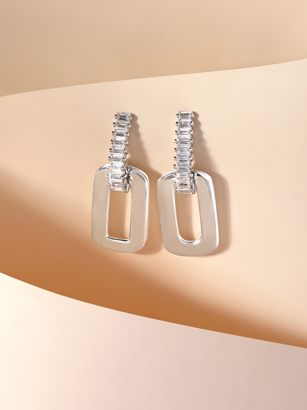 TOUCH925 925 Silver Elegant Crystal Drop Earrings