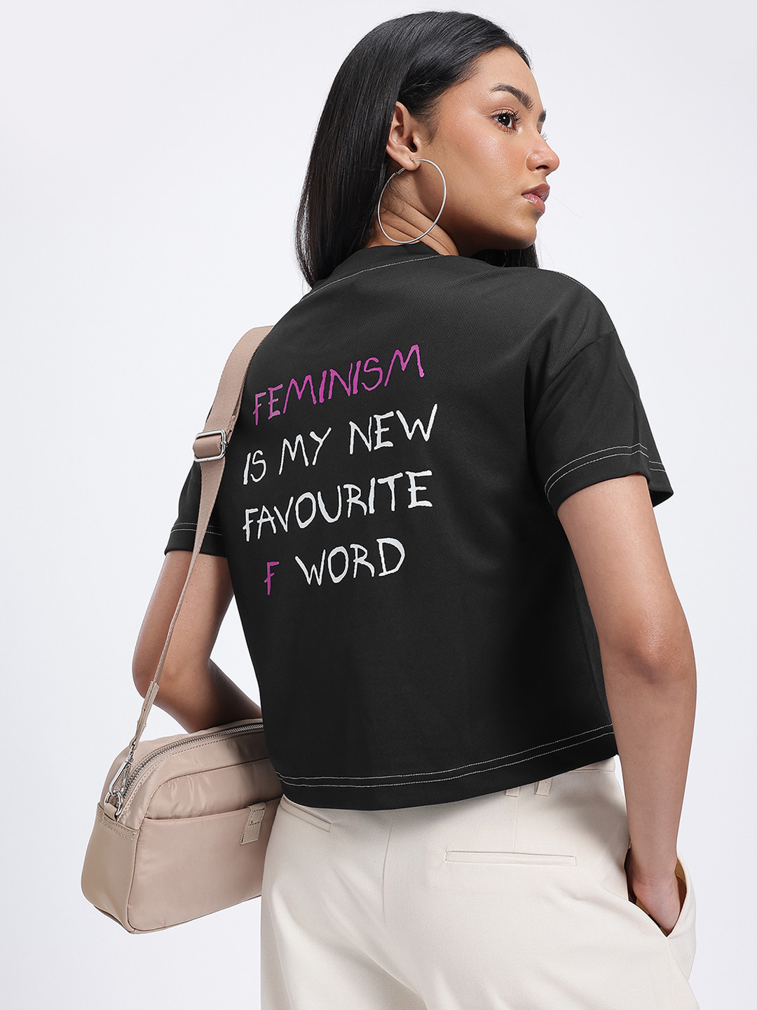 glitchez Typo Printed Drop-Shoulder Relaxed Fit T-shirt