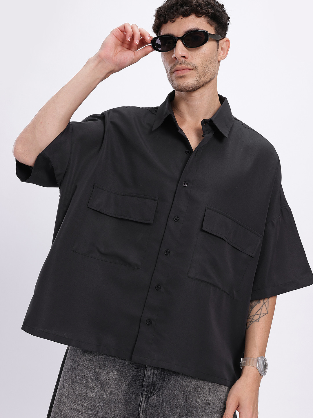 glitchez Box Pockets Oversized Shirt