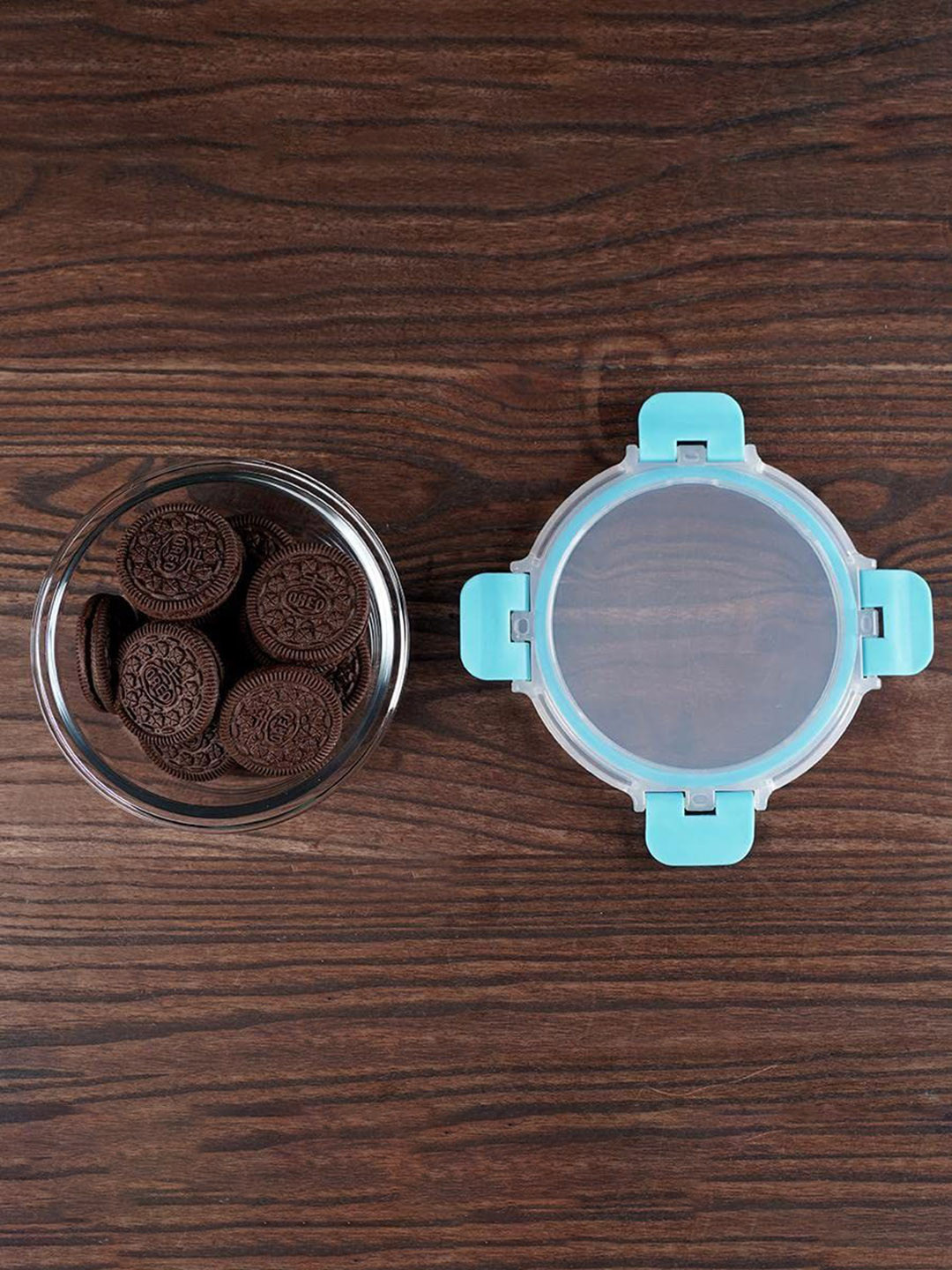 smart serve Transparent Solid Glass Dishwasher Safe 2PCs Lunch Box With Spoon and Fork