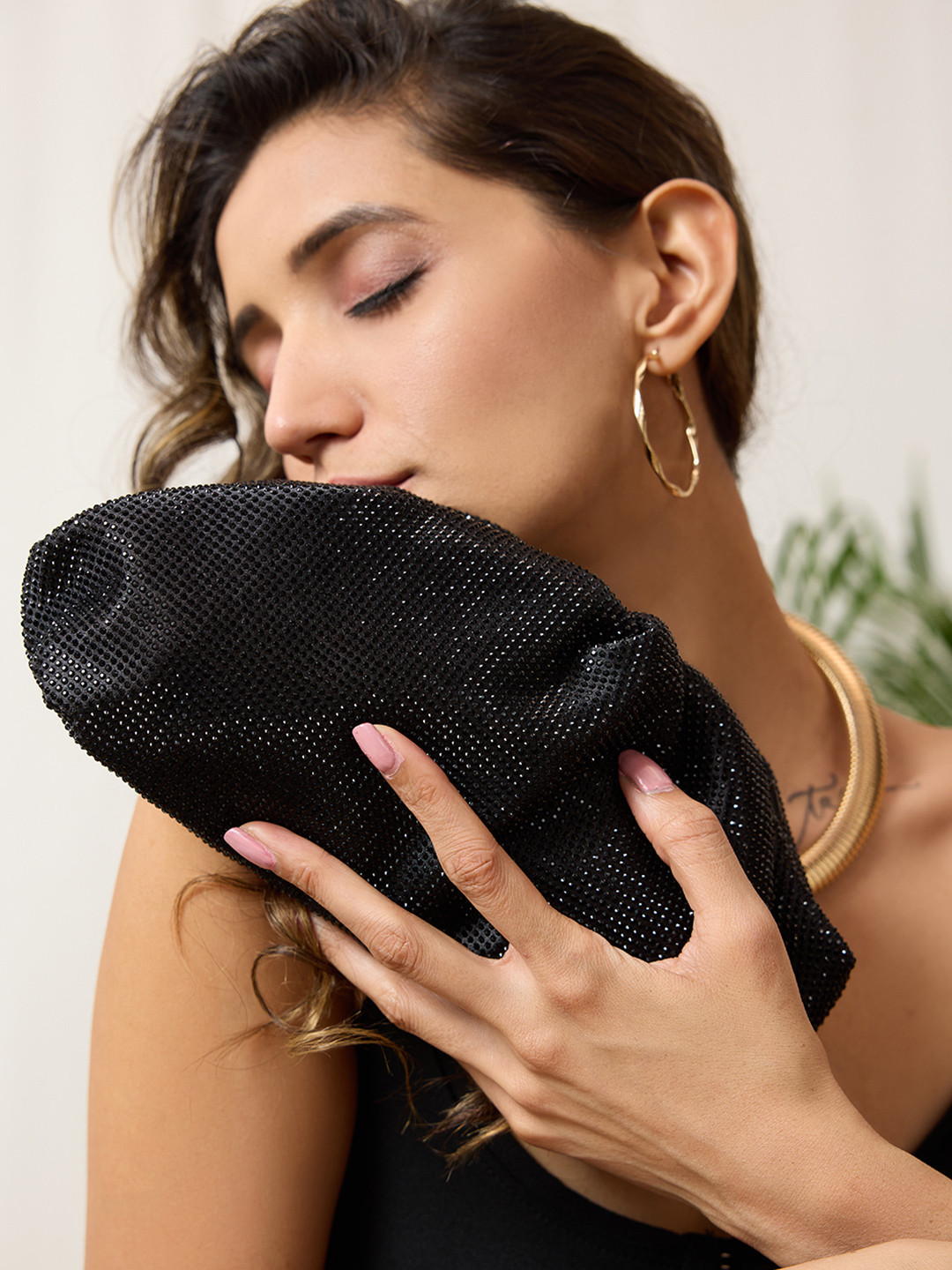 Inc 5 Textured Swagger Handheld Bag with Cut Work