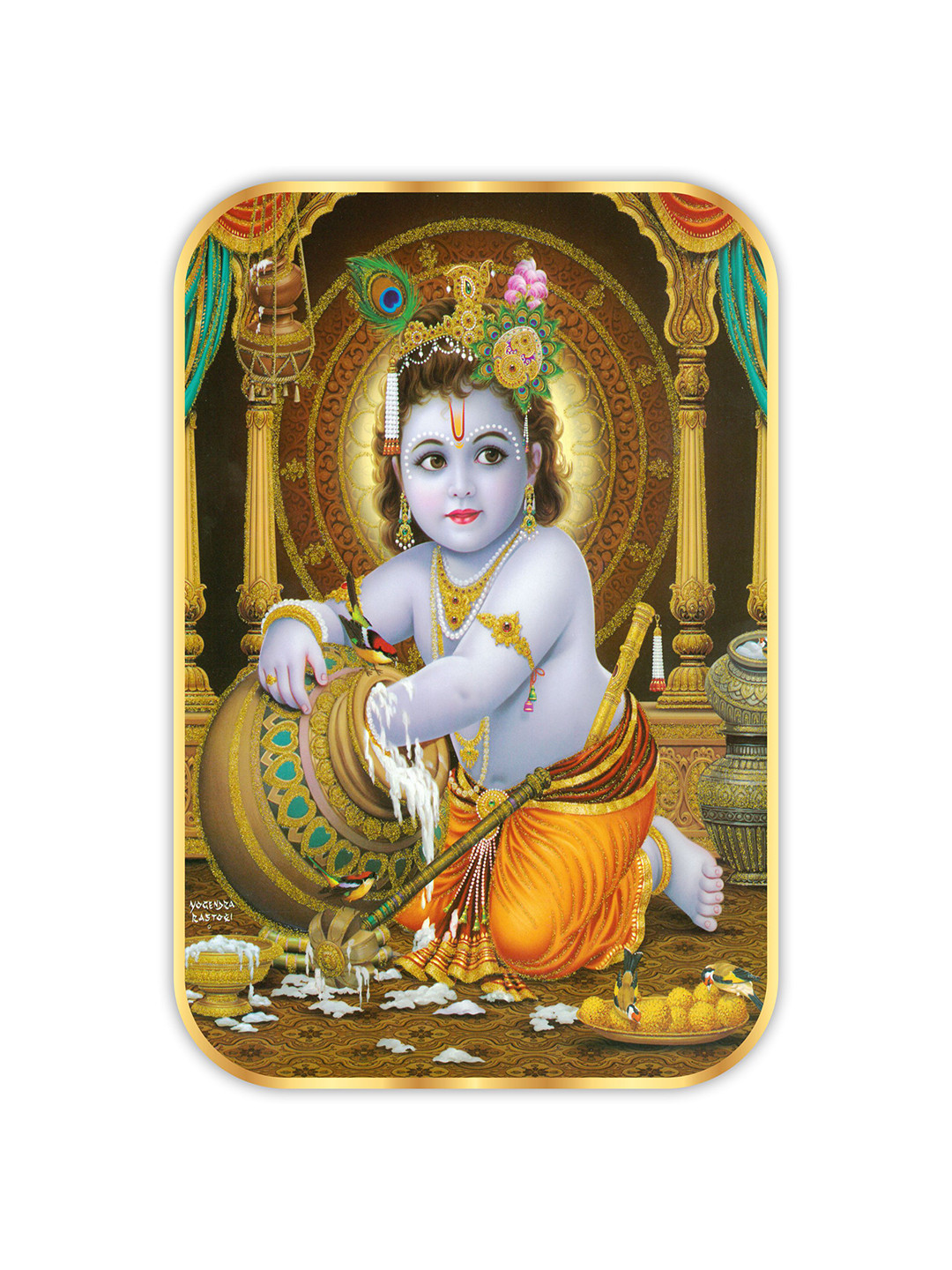 SAF Kirshna Wood Wall Rectangle Paintings Wall Art