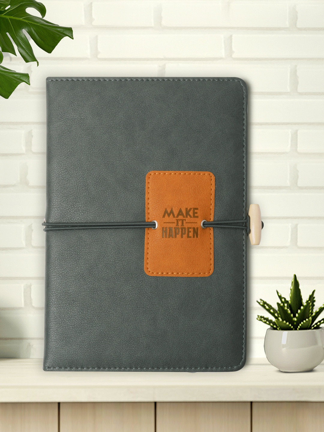 Doodle A5 Leather Notebook, 160 pages - Grey