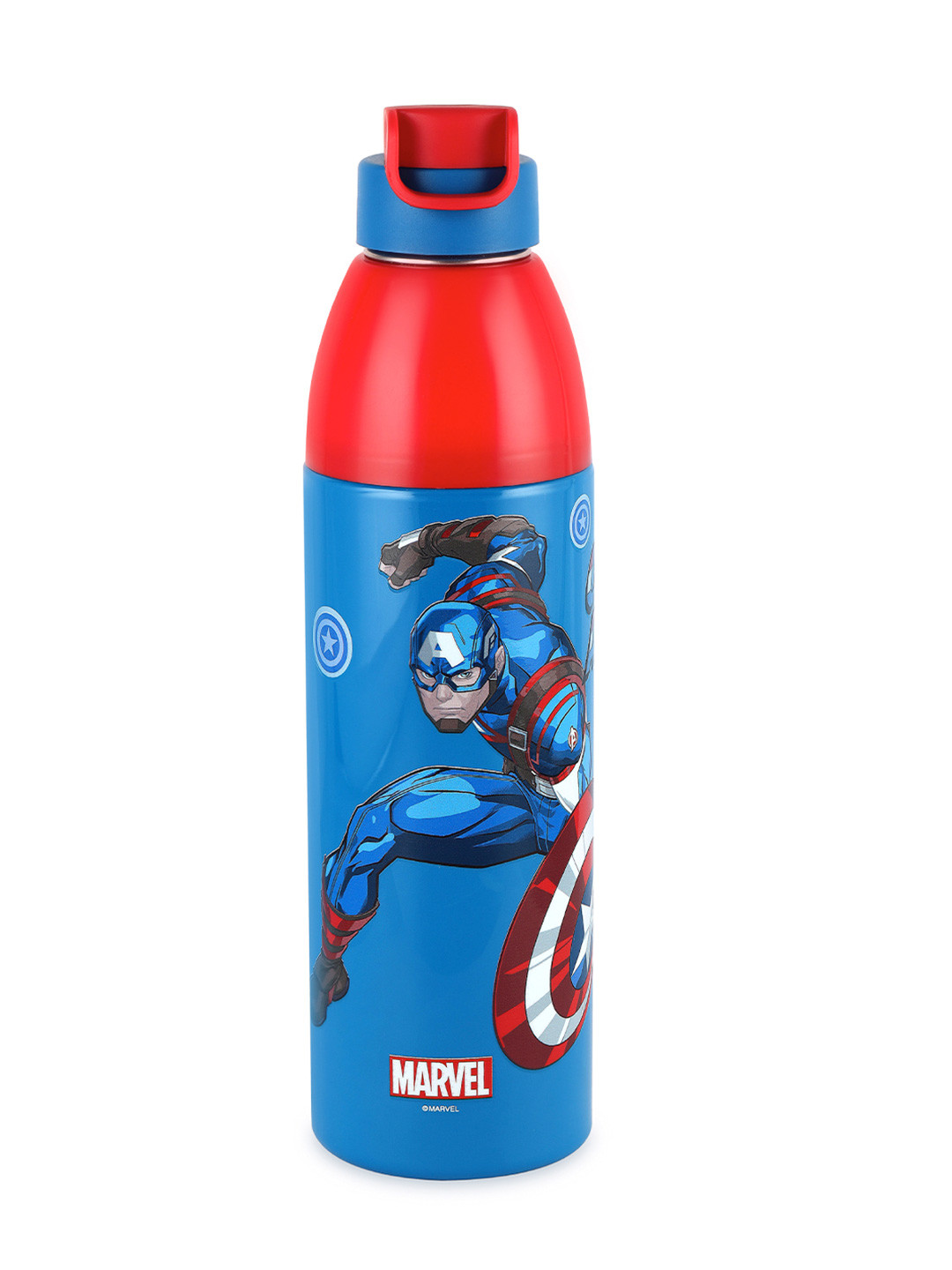 Cello Kidzbee Uranus 900 Blue Captain America Printed Stainless Steel Water Bottle 680 ml