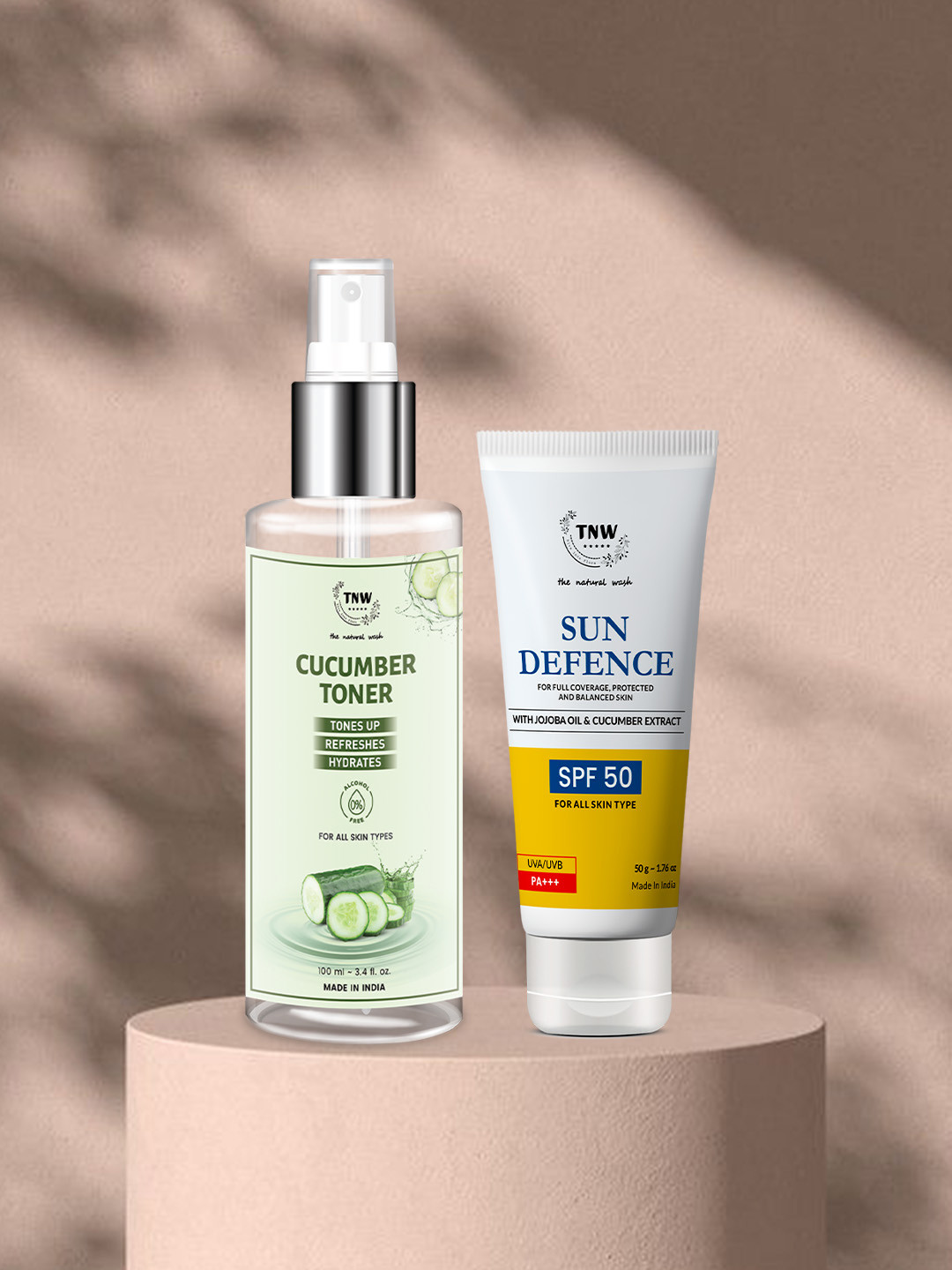 TNW the natural wash Set of Cucumber Toner - 100ml & Sun Defence SPF50 Cream - 50g