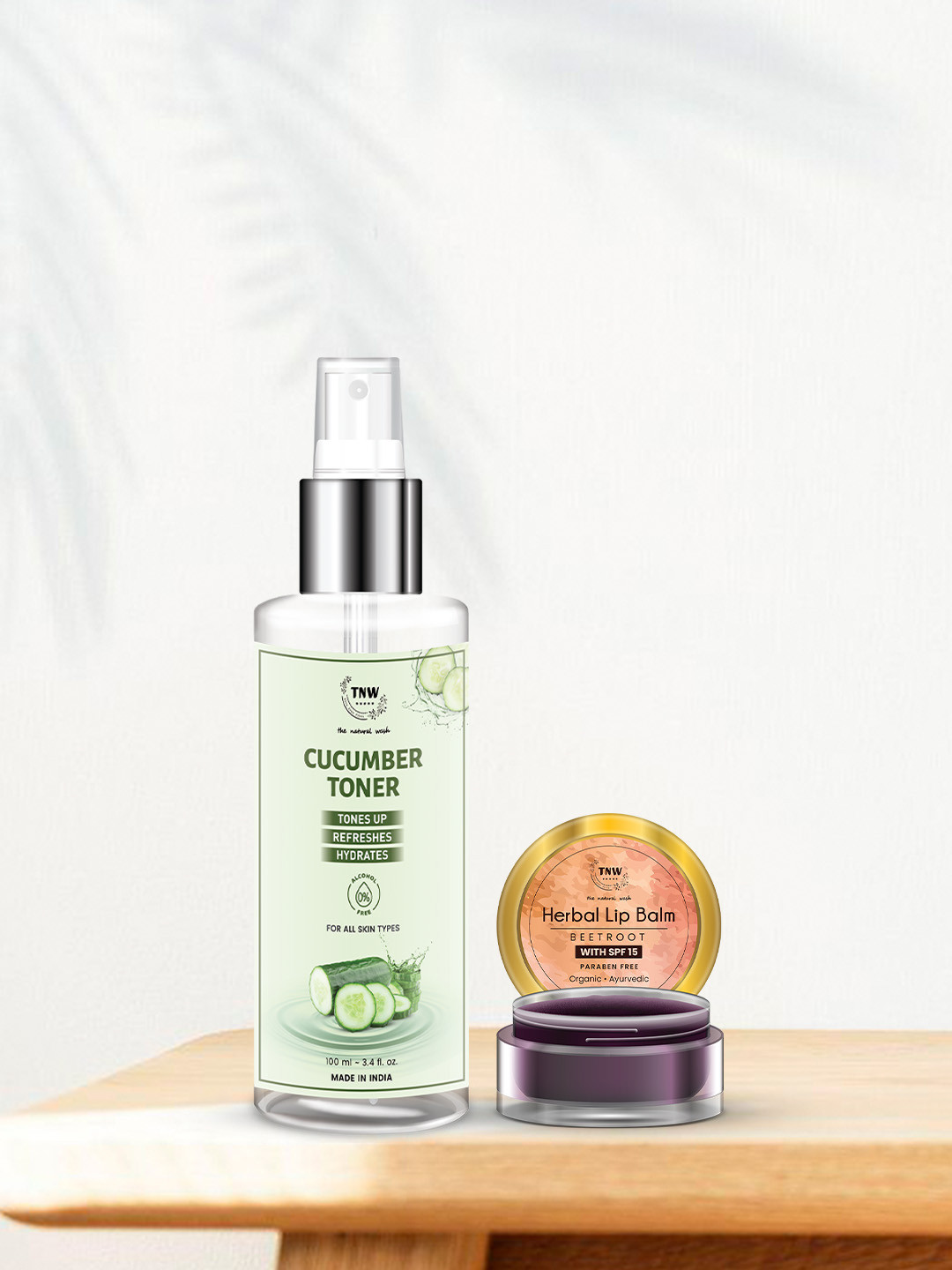 TNW the natural wash Set of Cucumber Toner - 100ml & Herbal Beetroot Lip Balm - 5g