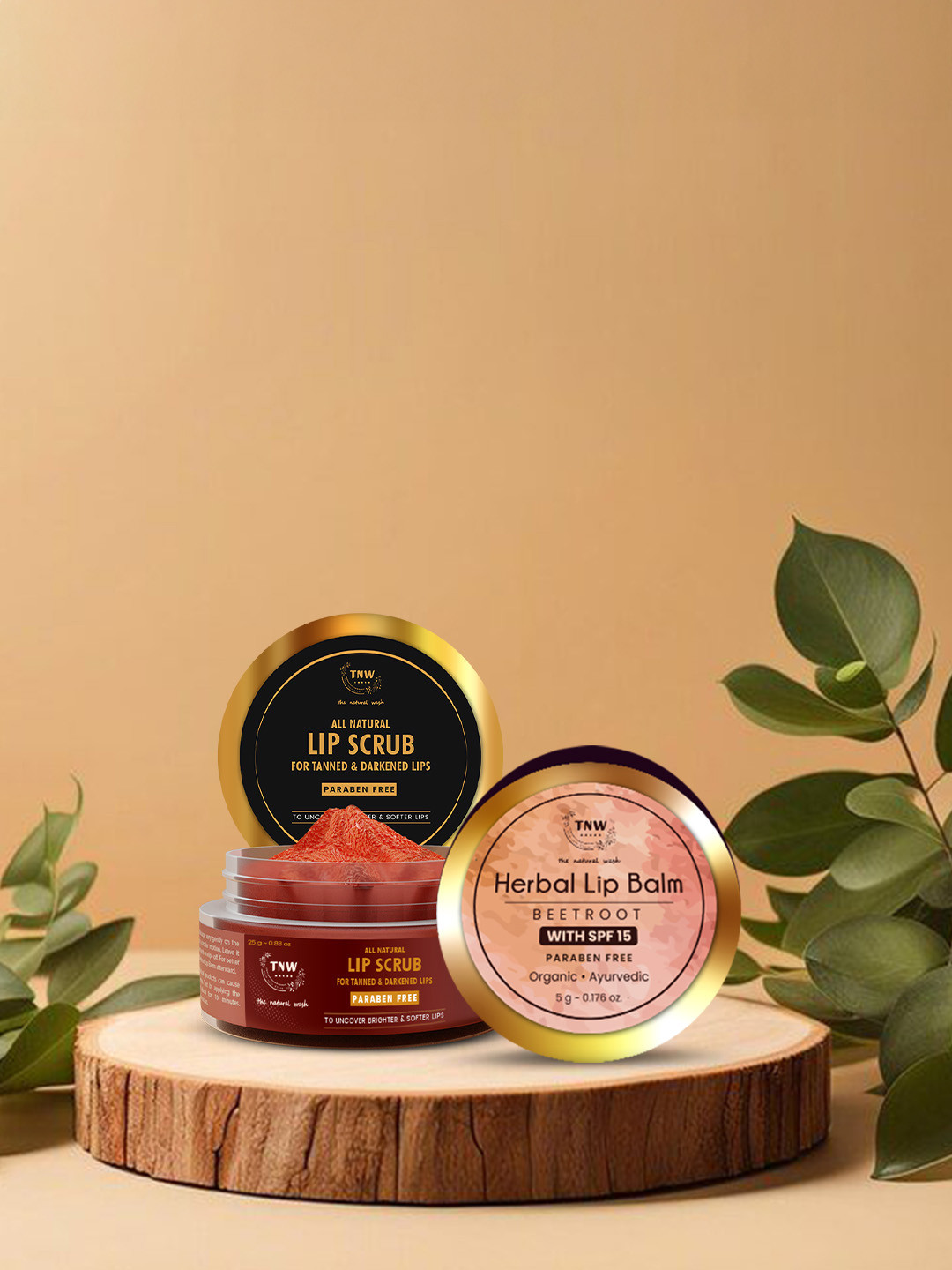 TNW the natural wash Set of All Natural Lip Scrub - 25g & Herbal Beetroot Lip Balm - 5g