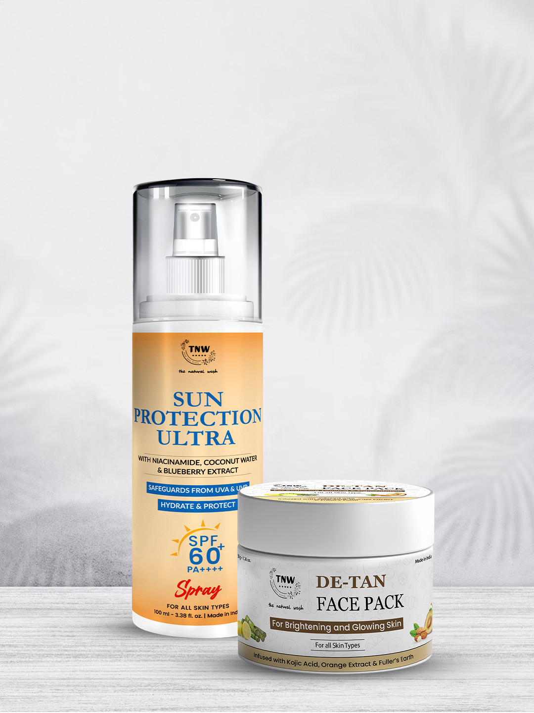 TNW the natural wash Set of De-Tan Face Pack 50g & Sun Protection Ultra SPF60 Spray 100ml