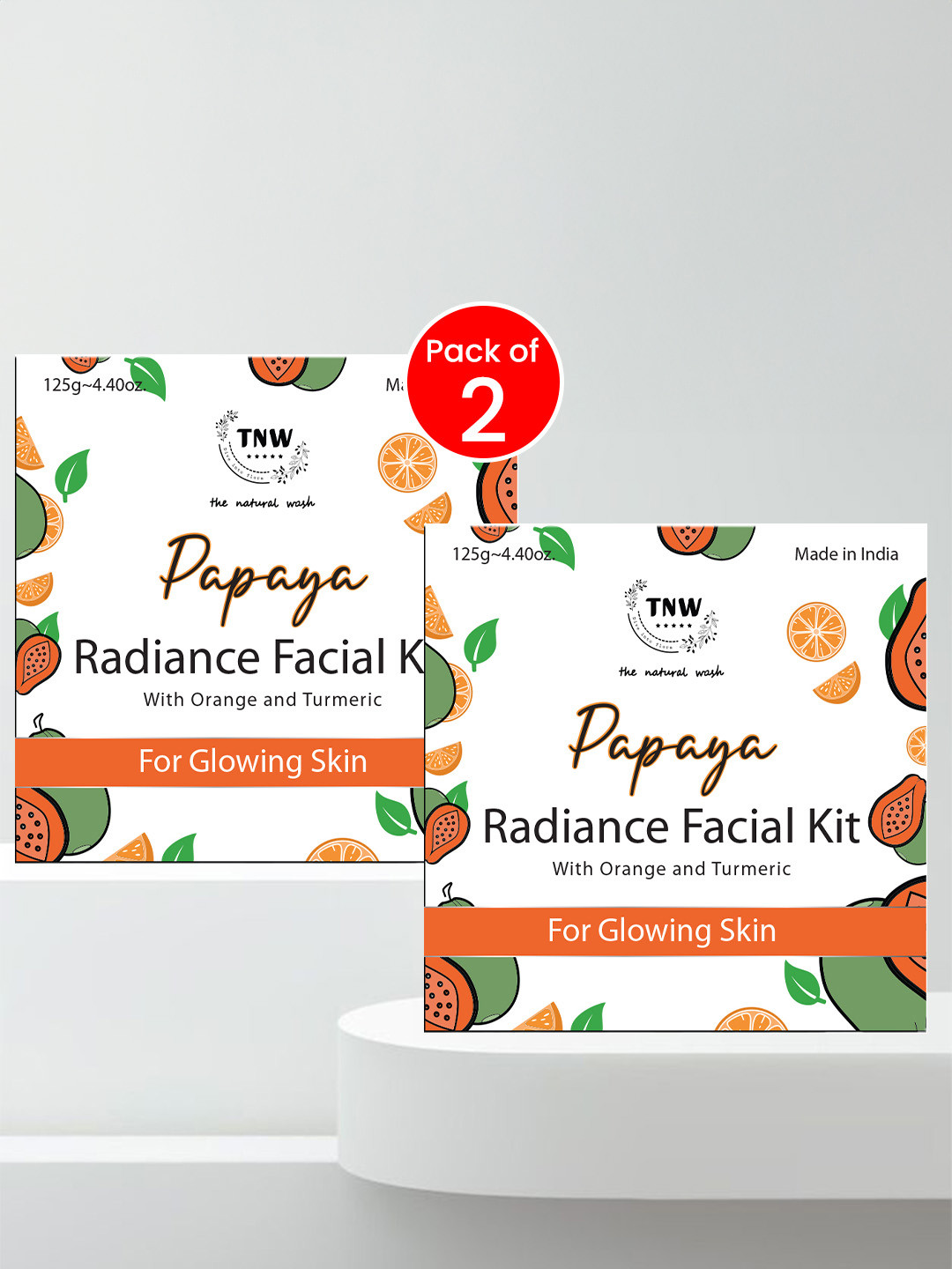 TNW the natural wash Set of 2 Papaya Facial Kit with Orange & Turmeric - 125 g each