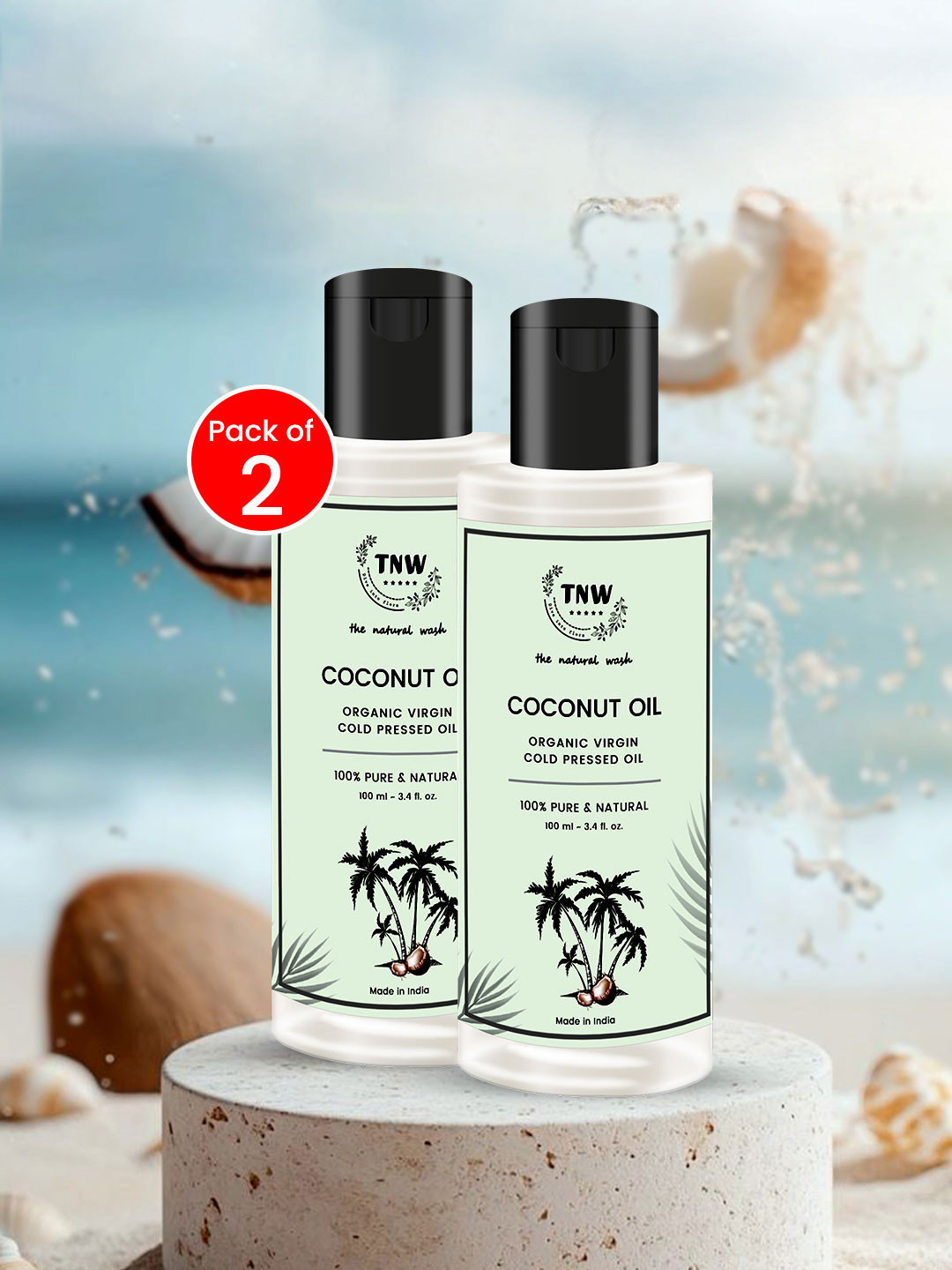 TNW the natural wash Set of 2 Pure & Natural Virgin Cold Pressed Coconut Oil - 100 ml each