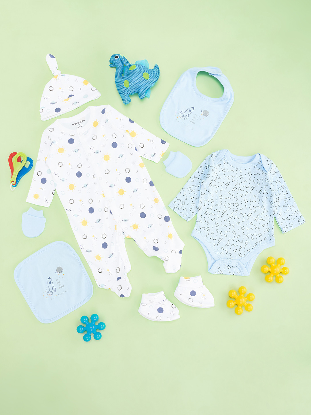 Pantaloons Baby Infant Boys 7-Piece Printed Pure Cotton Baby Apparel Gift Set