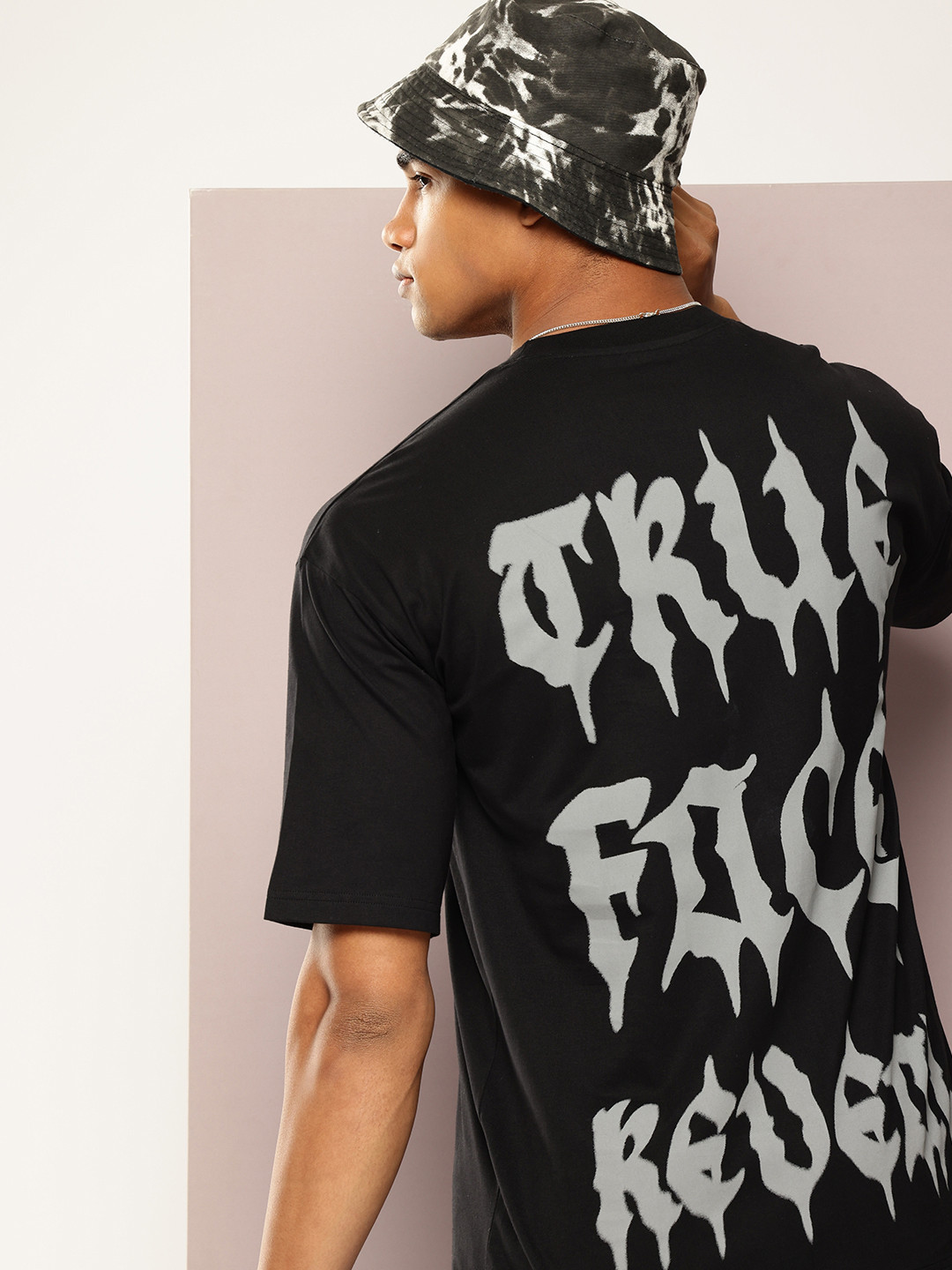 Kook N Keech Men Typography Printed Oversized T-shirt with Shoulder Cut & Sew Detail