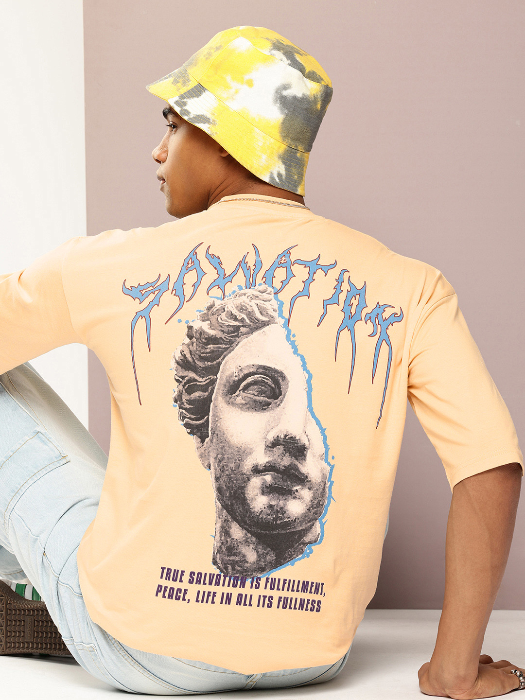 Kook N Keech Men Printed Drop-Shoulder Sleeves Oversized T-shirt