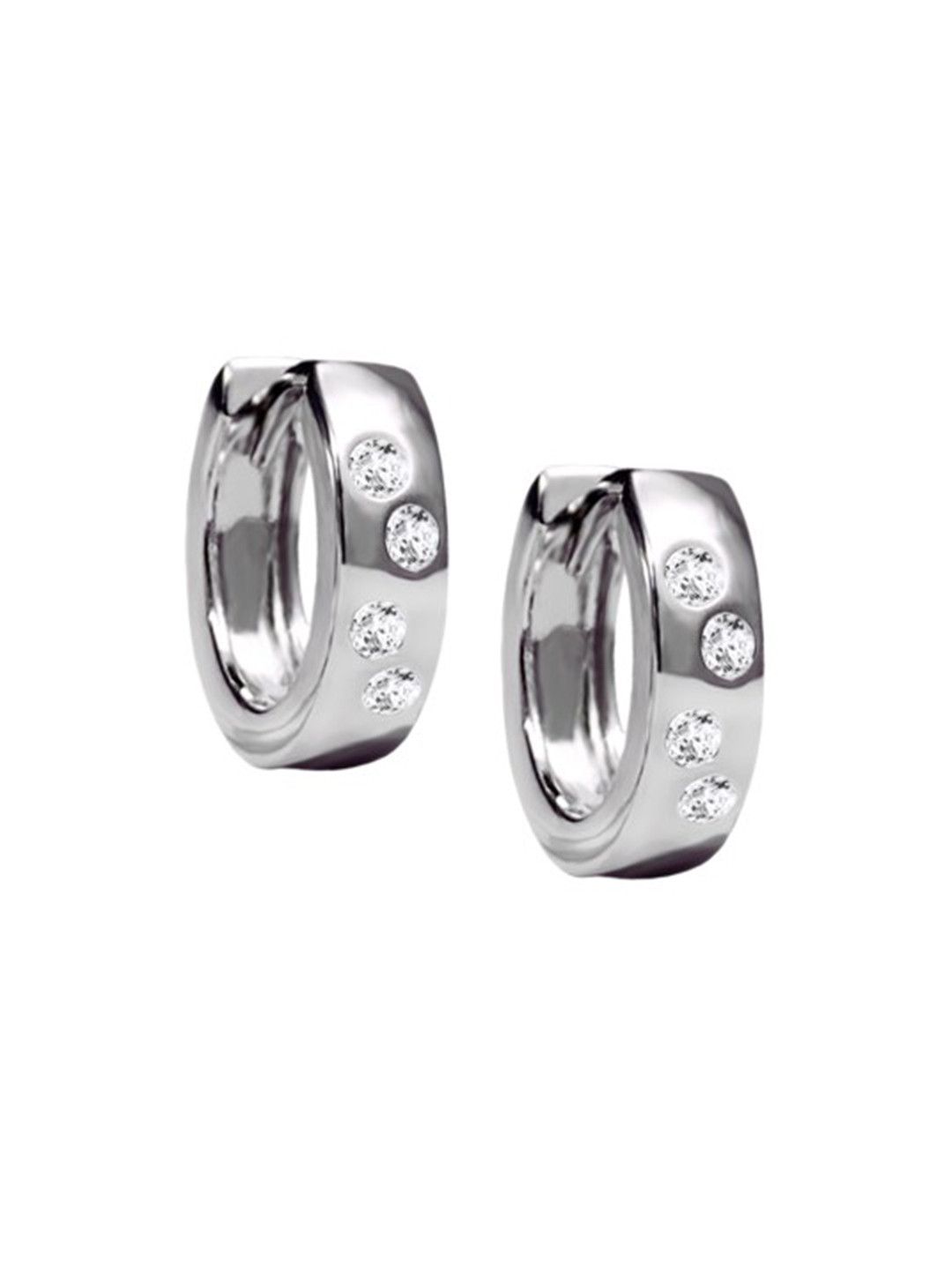 JUPRA Silver Scattered Stone studded Bali (4 mm) 925 Sterling Silver Earrings