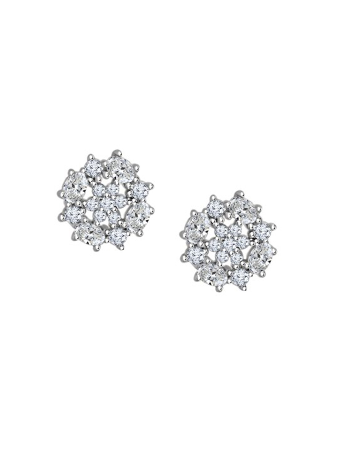 JUPRA Silver Round Motif Floral 925 Sterling Silver Earrings