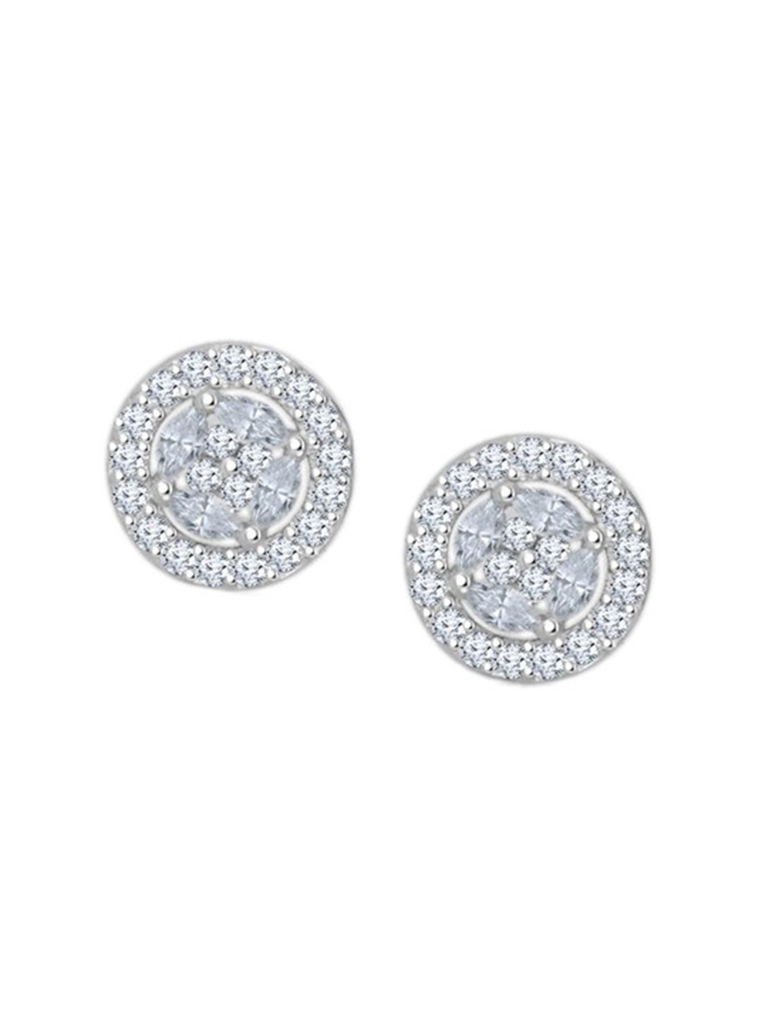 JUPRA Silver Round Dazzling 925 Sterling Silver Earrings