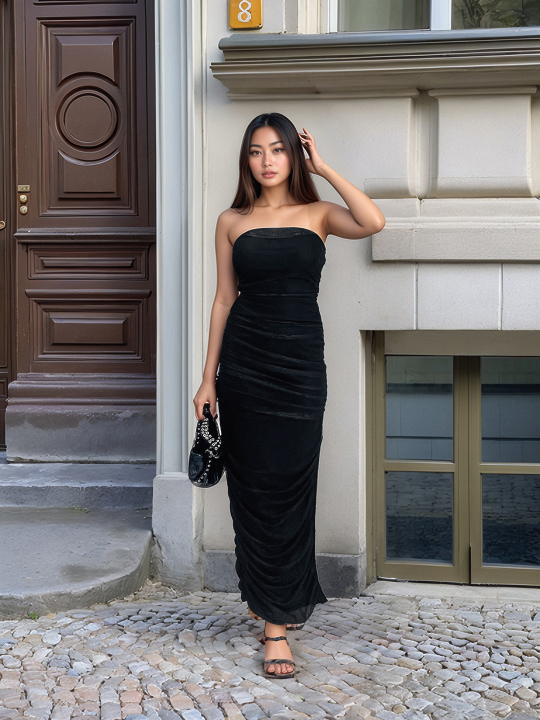 Stylecast X Hersheinbox Ruched Sculpt Strapless Bodycon Maxi Dress