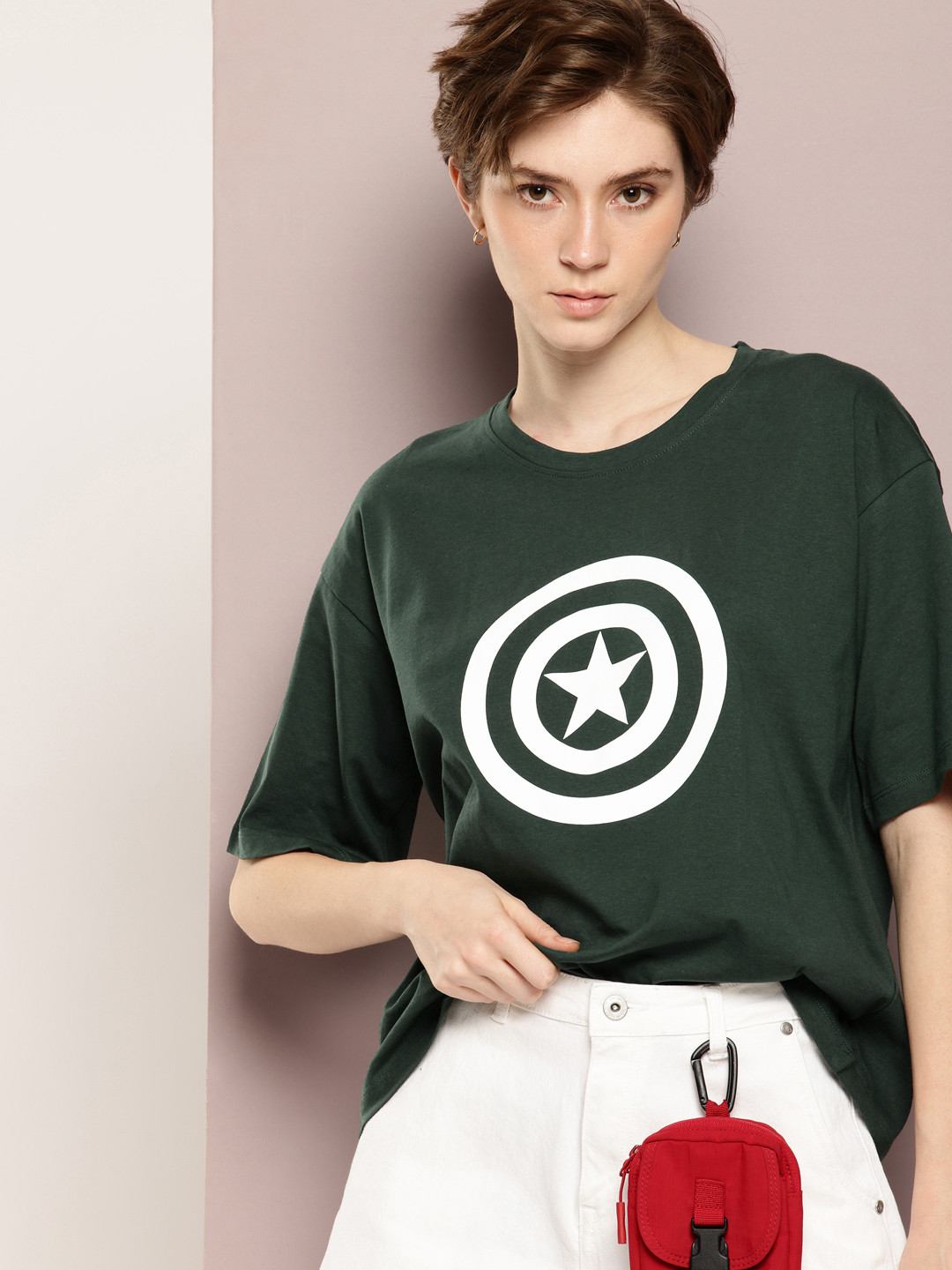 Kook N Keech Captain America Printed Pure Cotton Oversized T-shirt