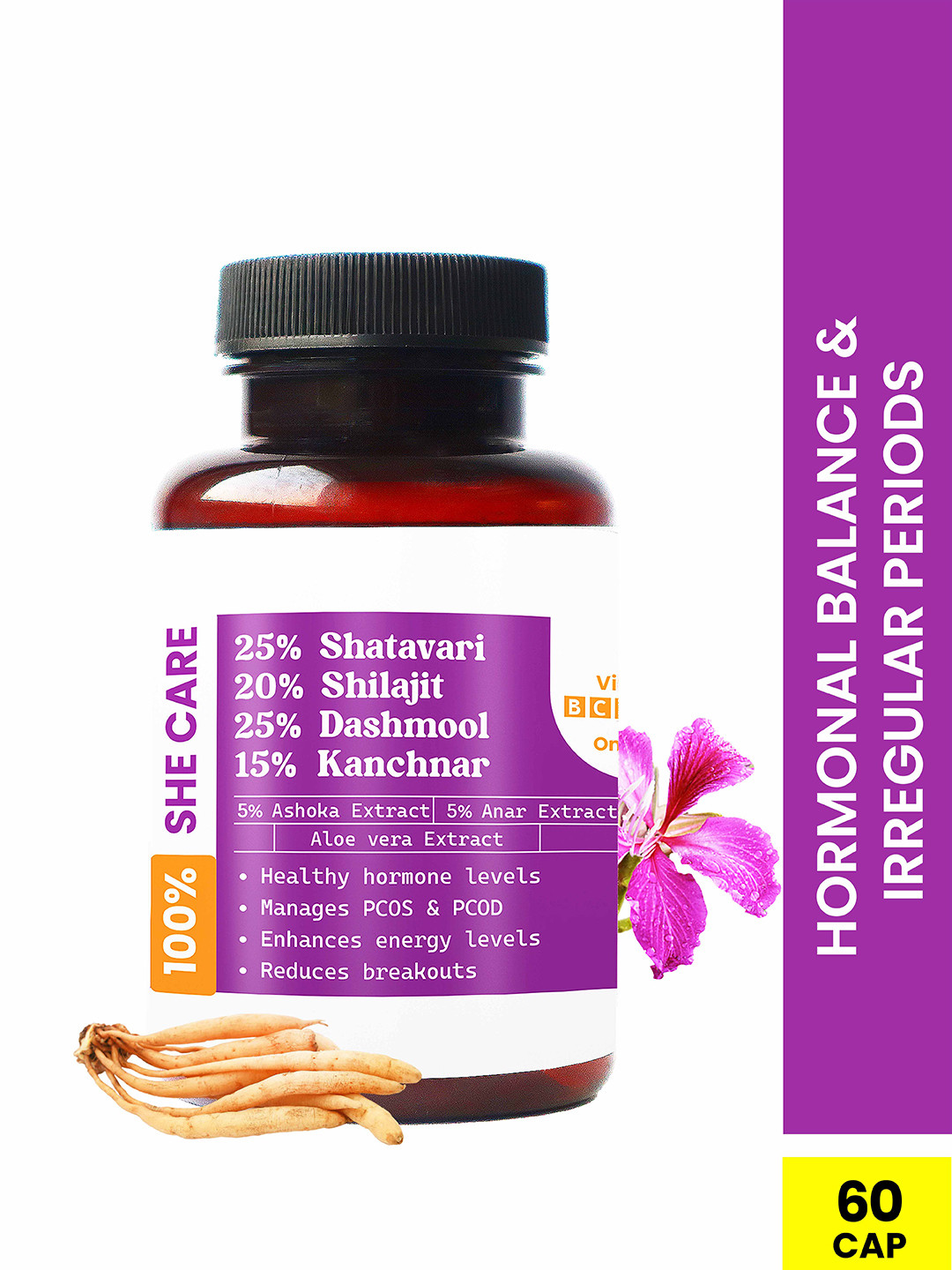 Wild Oak PCOS & PCOD Care Capsules with Vitamins - 60 Veg Capsules