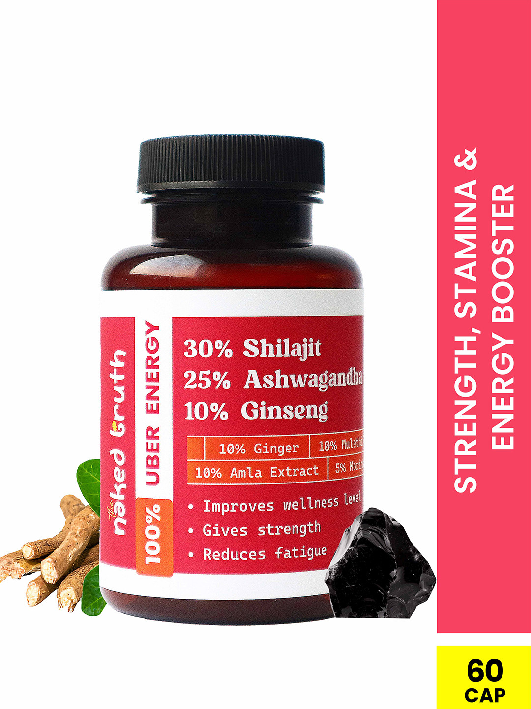 Wild Oak Women Shilajit with Ashwagandha & Korean Ginseng Capsules - 60 Veg Capsules