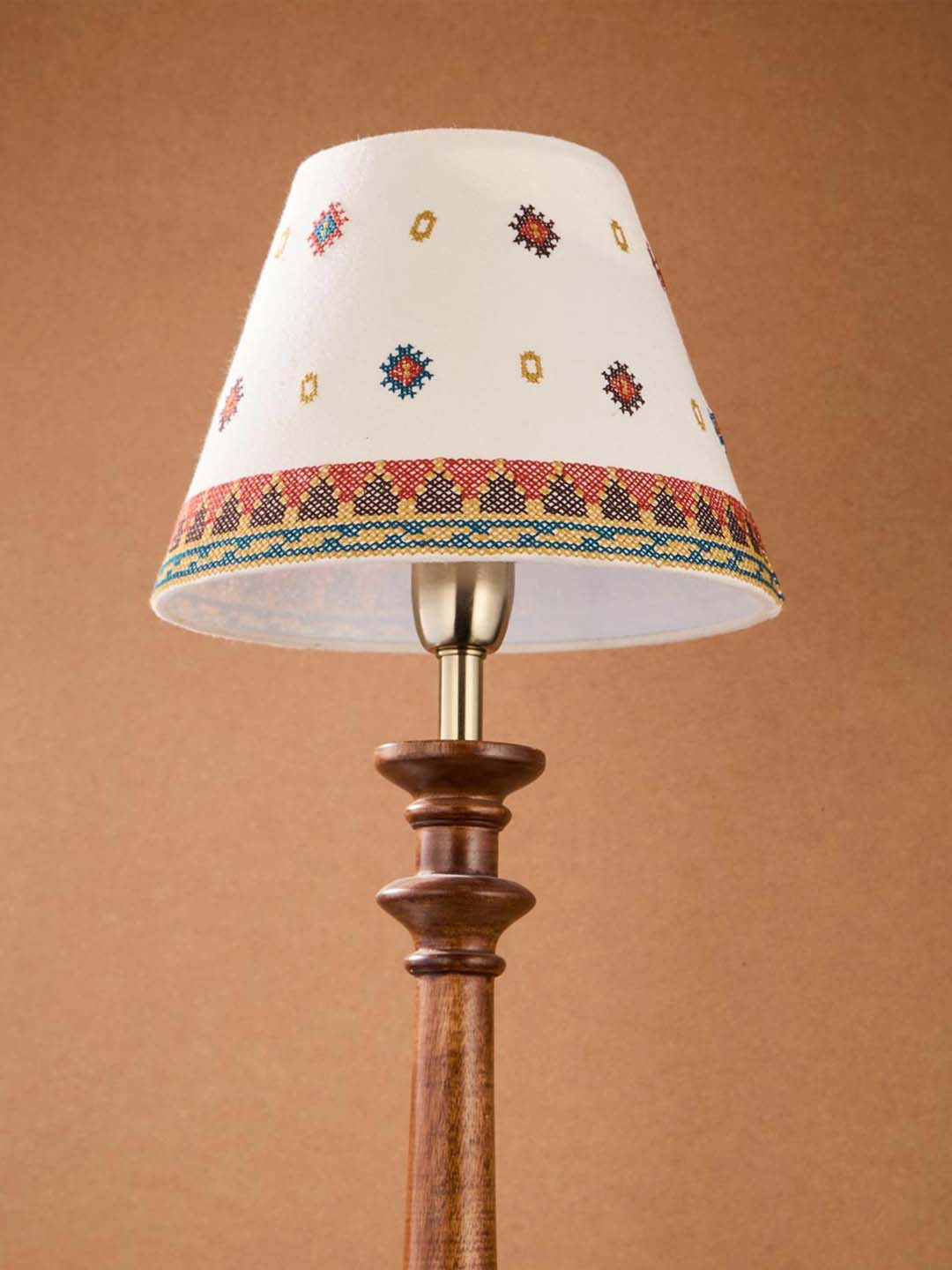 Fabindia White Cotton Tapered Drum Lamp Shade- S