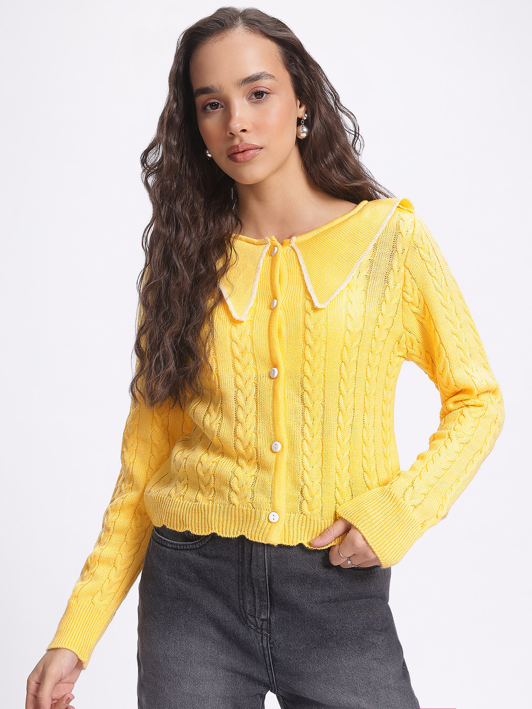 glitchez Layering Cable Knit Cardigan