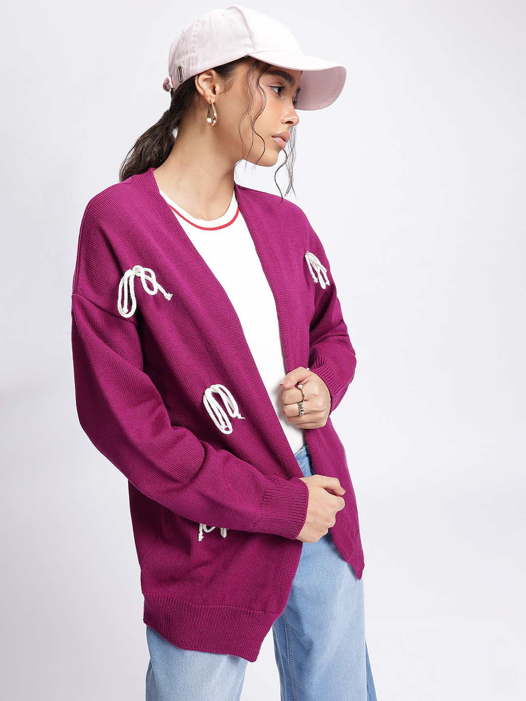 glitchez Bow Detail Front-Open Sweater