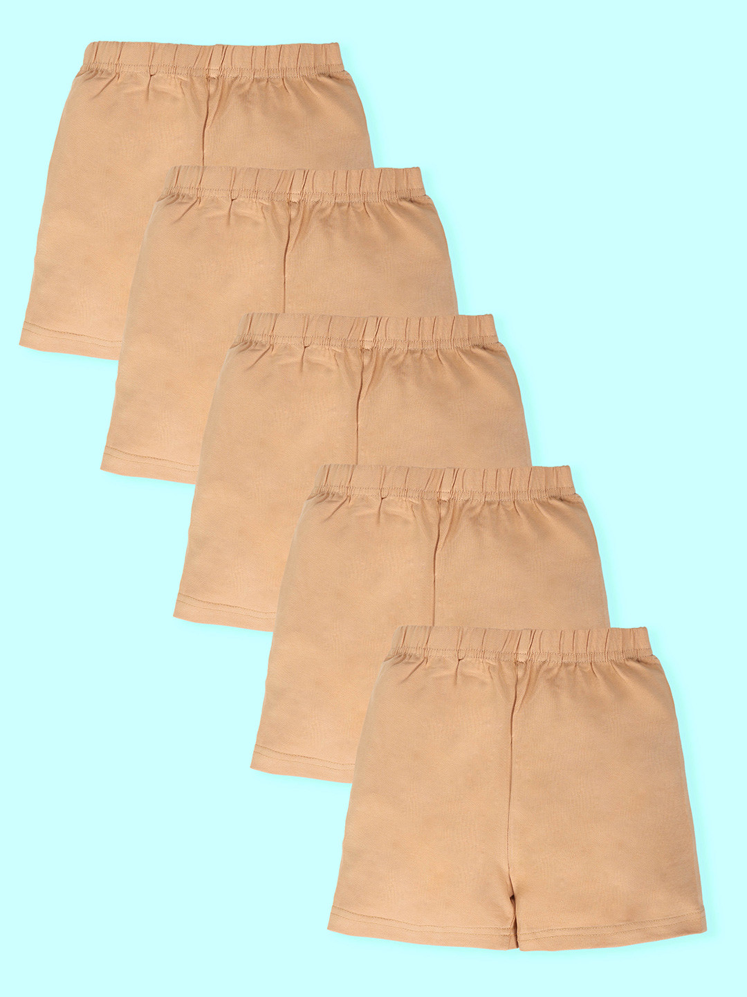 KiddoPanti Girls Pack Of 5 Regular Fit Mid-Rise Cycling Shorts