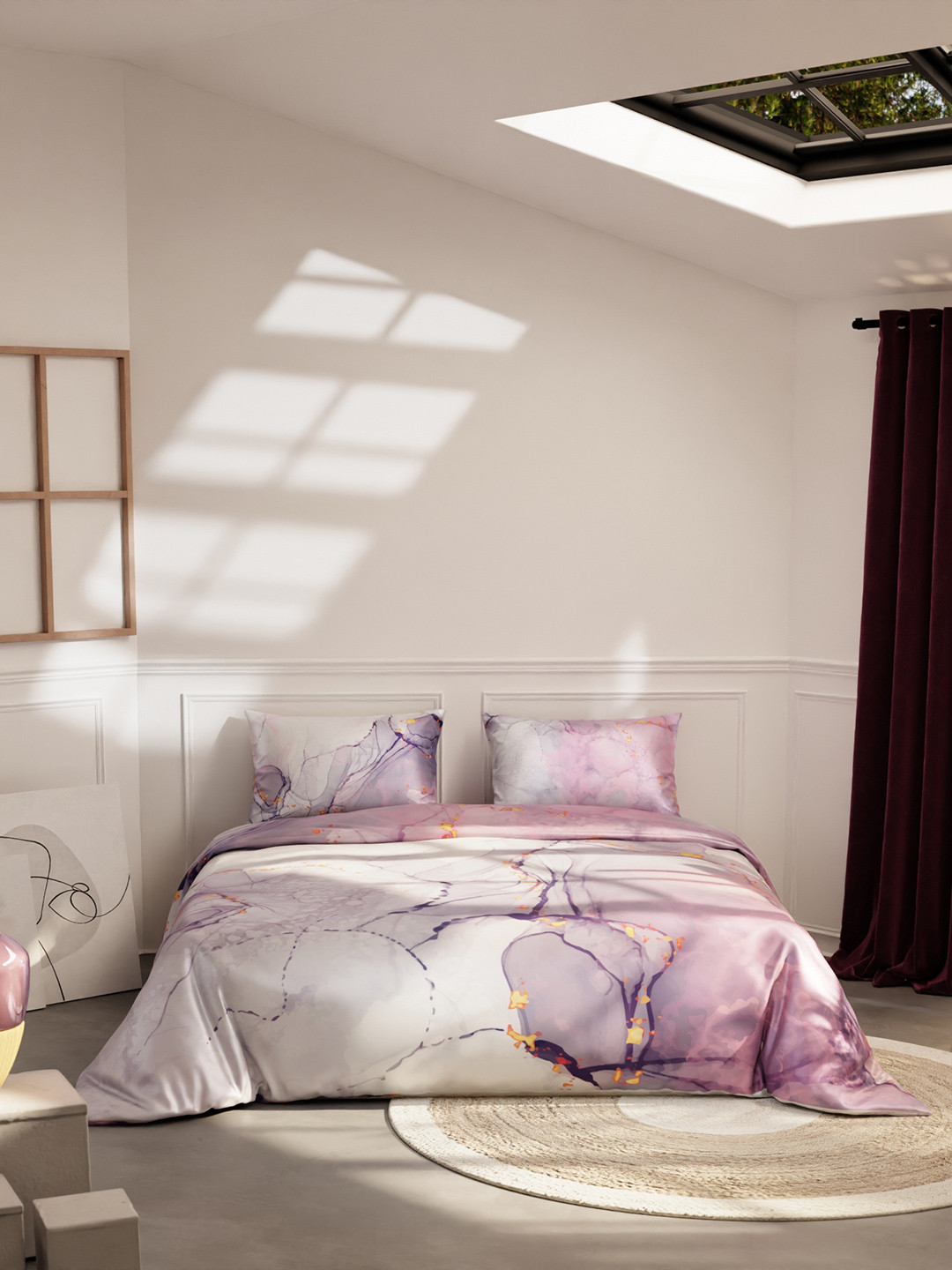 Stoa Paris Louvre Collection Beneath Lavender Skies AC Room 150 GSM Satin King Comforter