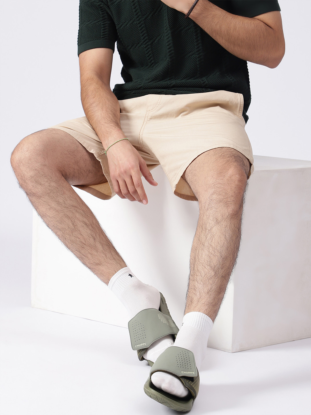 CHUPPS Mens Olive Offset Powergrip Flipflop