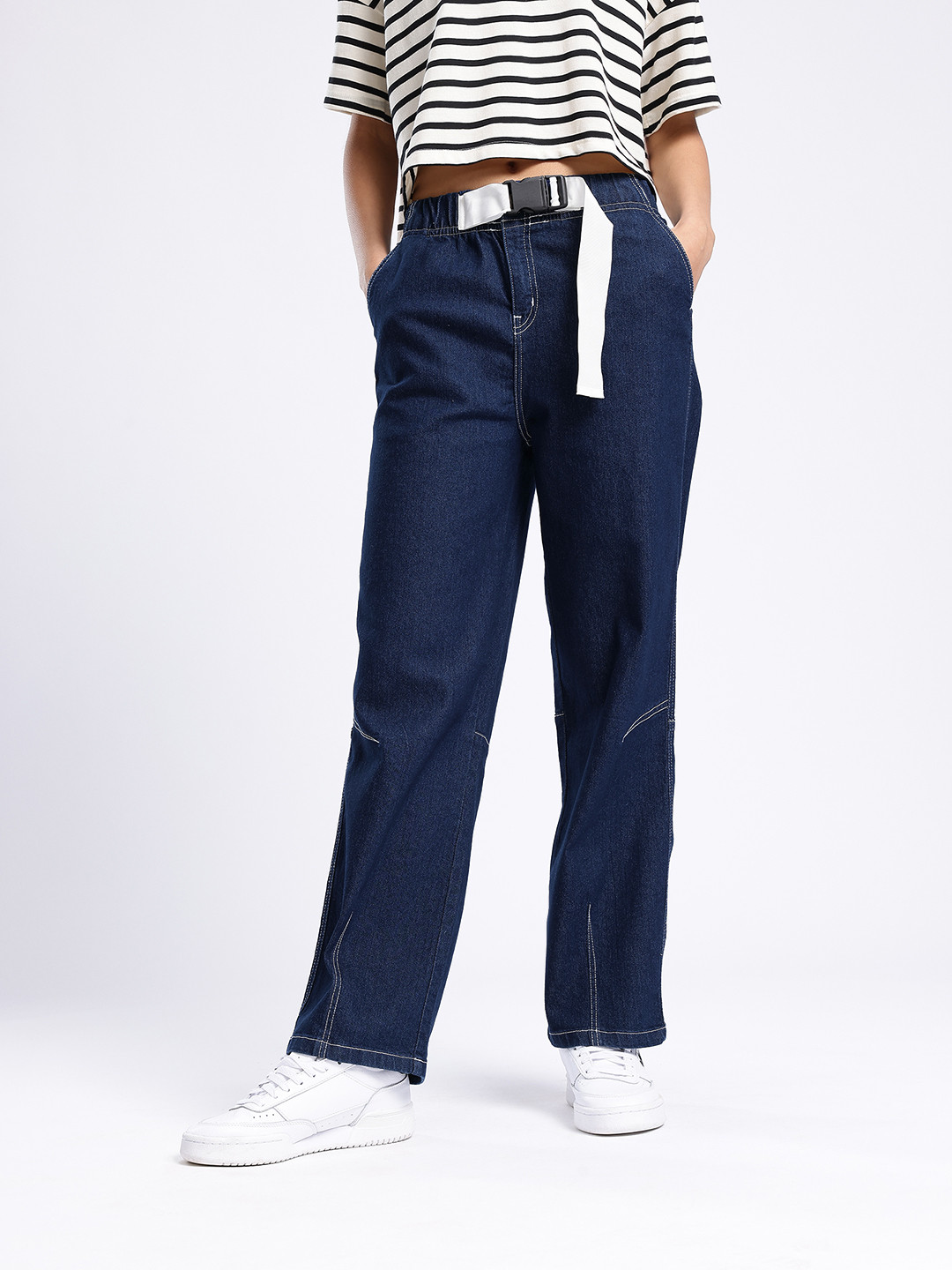 glitchez Women Stretchable Regular Fit Jeans with Belt