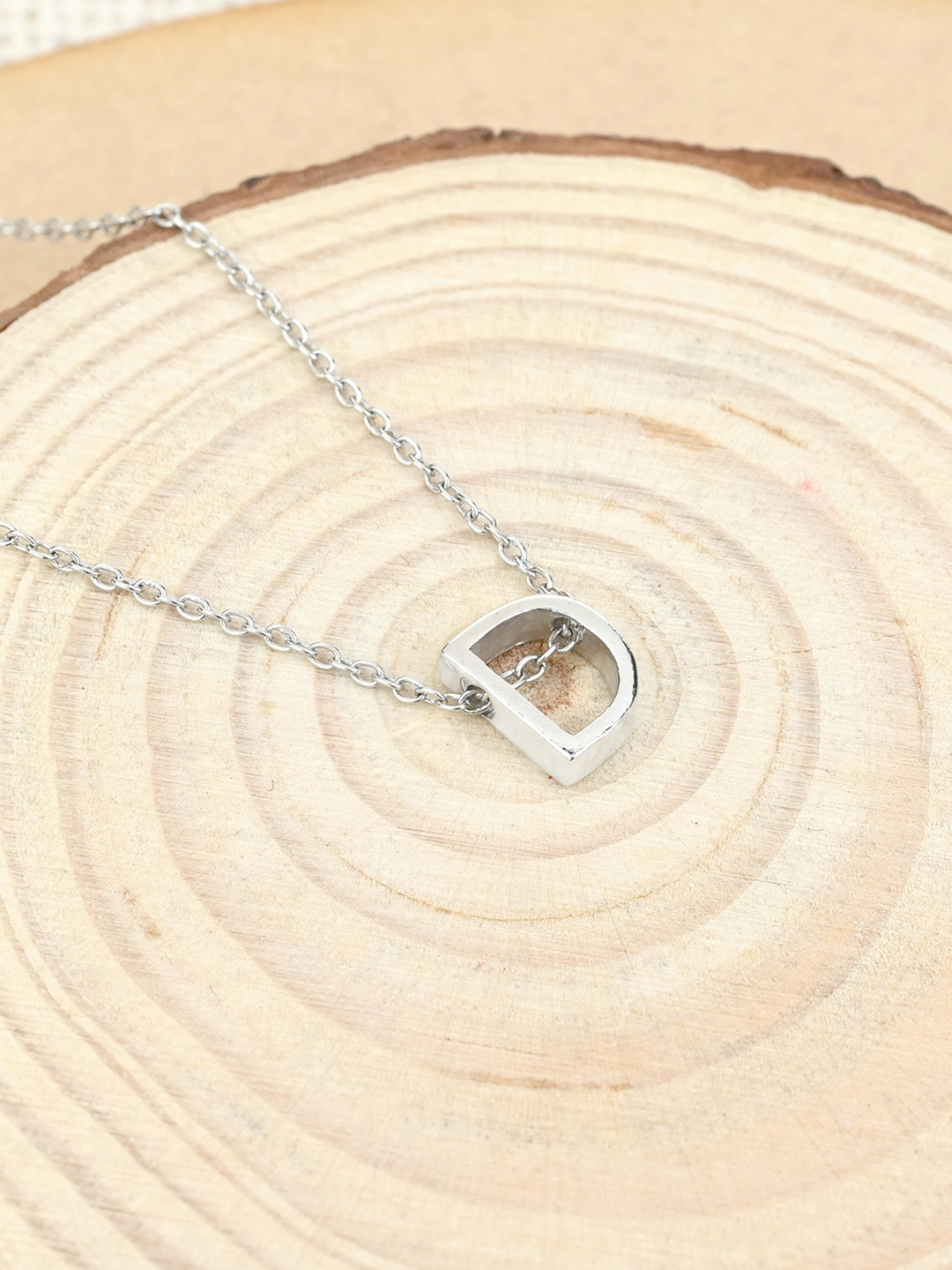 TOUCH925 925 Silver Sterling Silver D Alphabet Pendant With Chain