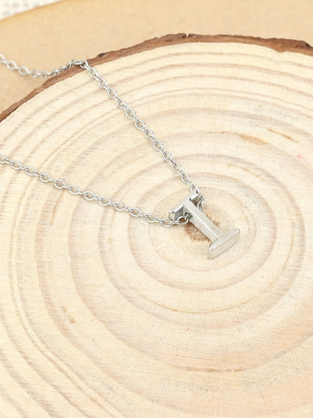 TOUCH925 925 Sterling Silver I-Alphabet Pendants with Chains