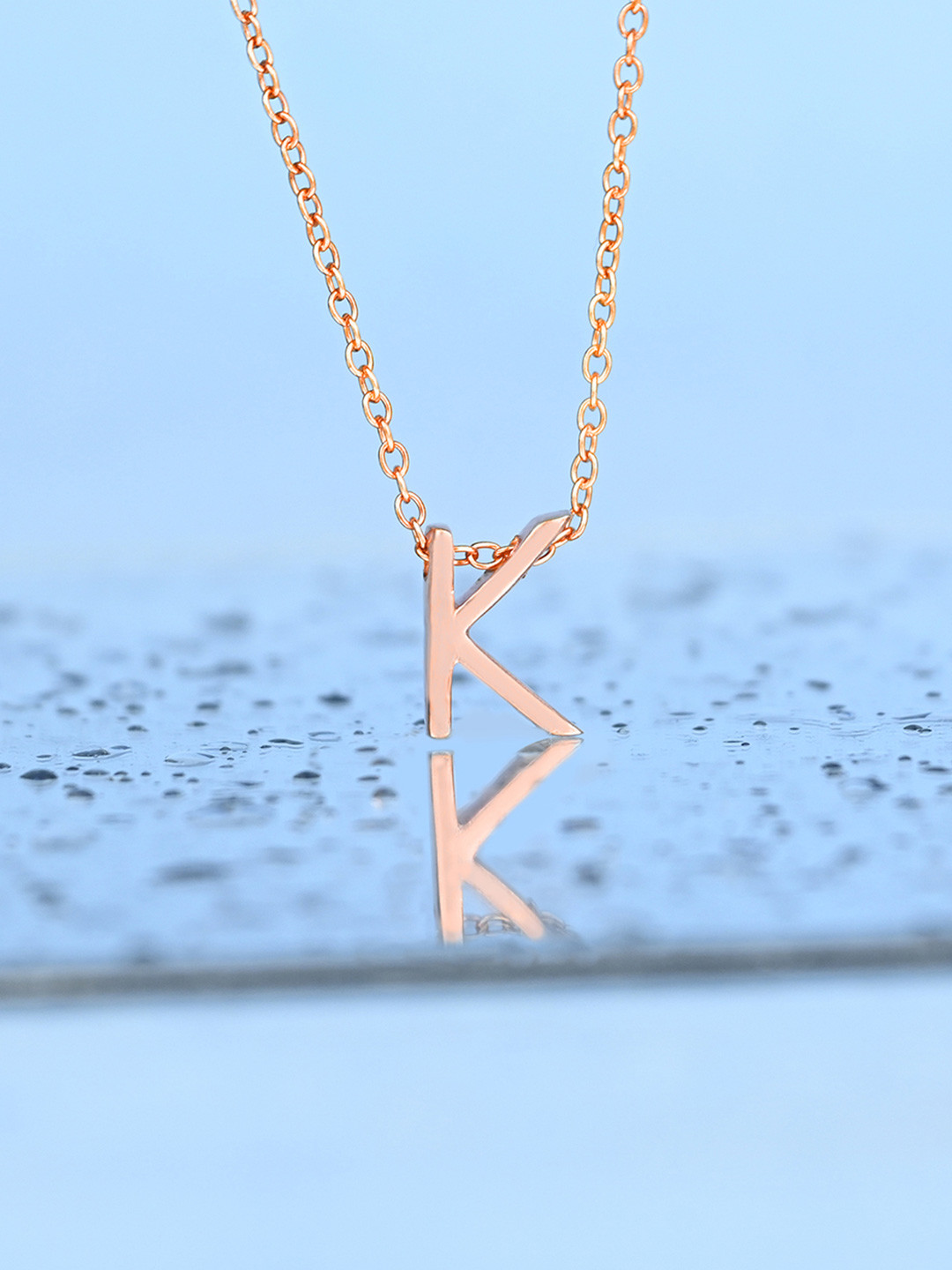 TOUCH925 Rose Gold Sterling Silver Kinetic K-Alphabet Pendant With Chain