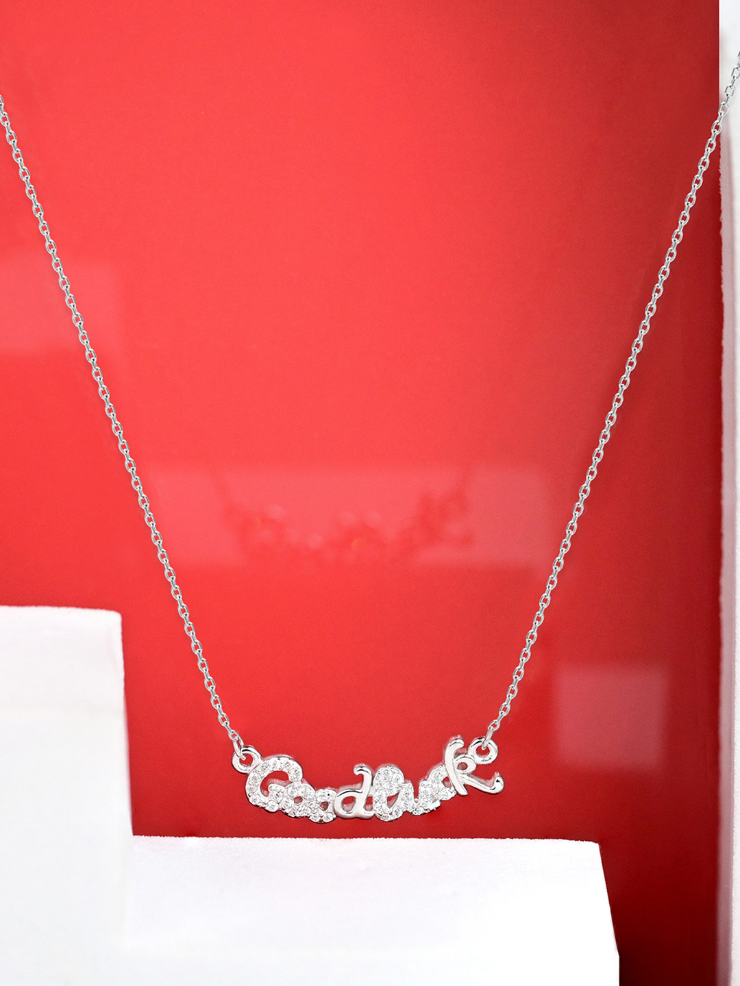 TOUCH925 Pure Silver Goodluck Cubic Zirconia Necklace
