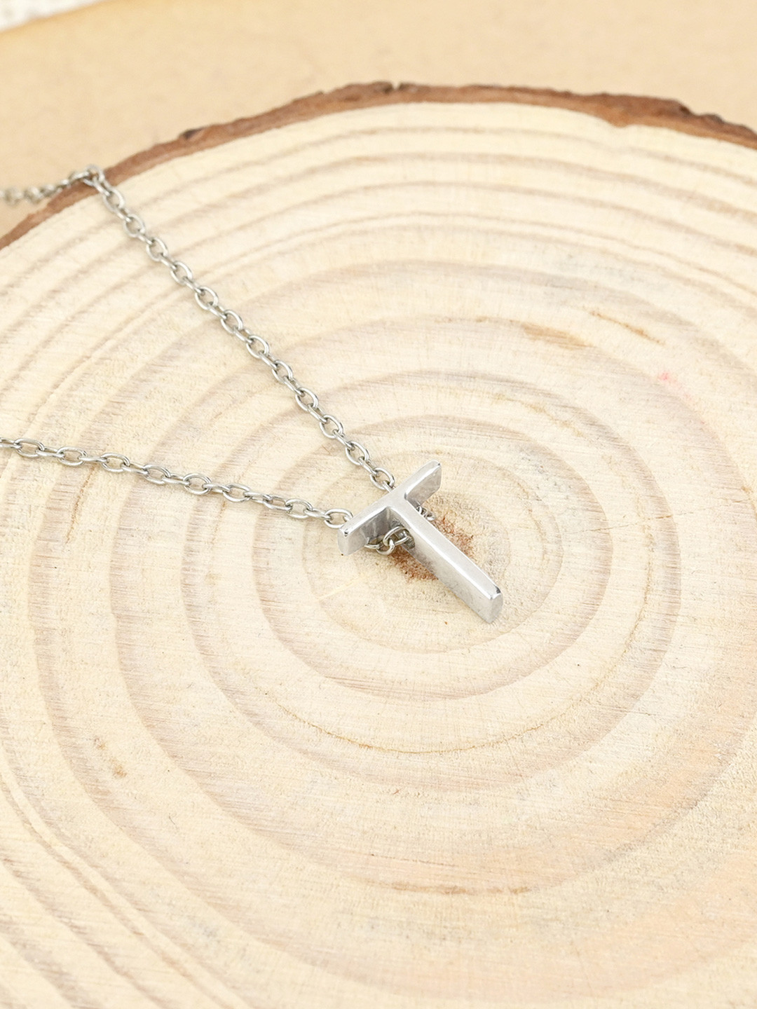 TOUCH925 Pure Silver Timeless T Initial Chain