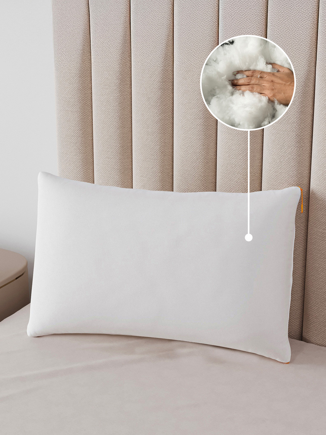 SleepyCat White Solid Polyester Lightweight Medium Fibre Sleep Pillow-45.72 x 68.58 x5 cm